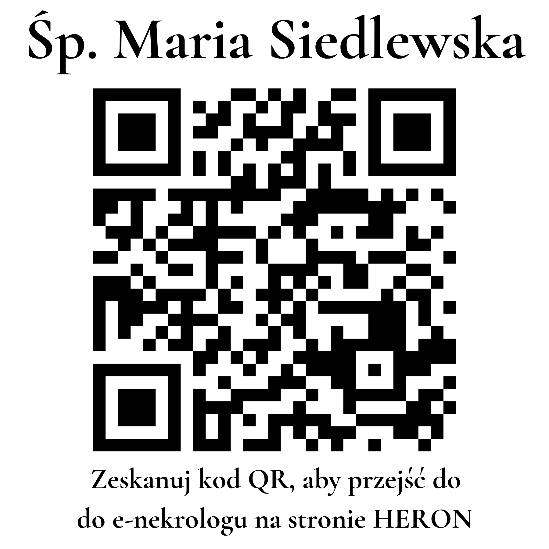 Kod QR do nekrologu Maria Siedlewska Kod QR do nekrologu Maria Siedlewska