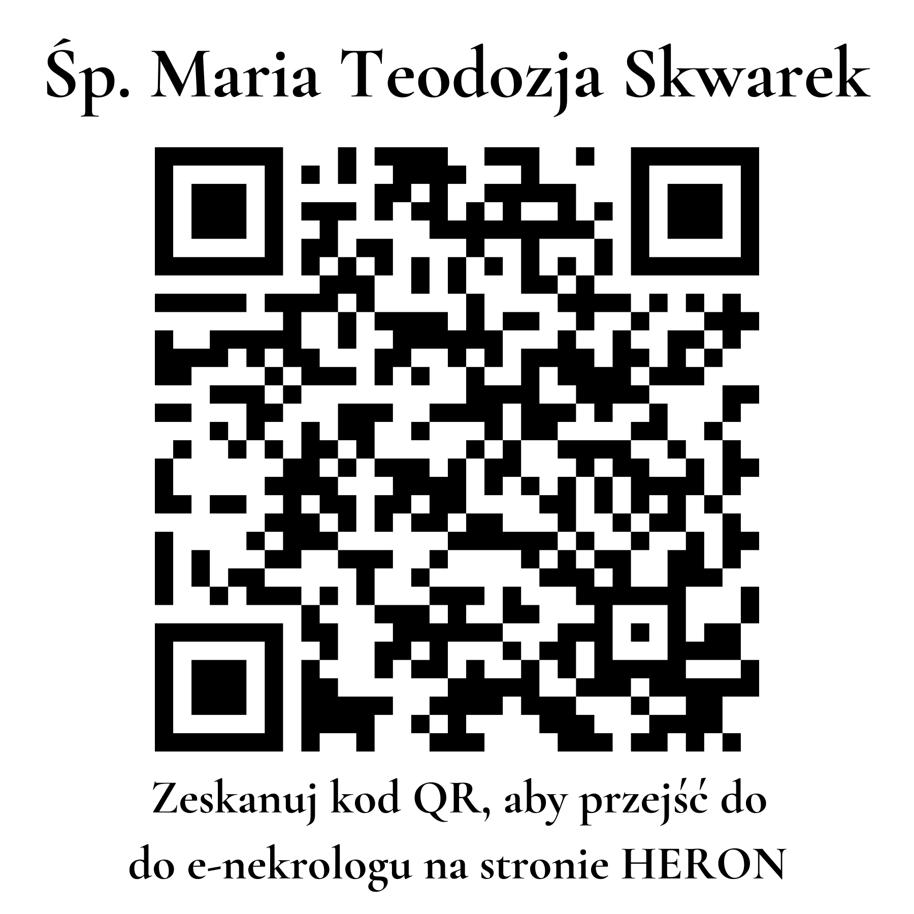 Kod QR do nekrologu Maria Teodozja Skwarek Kod QR do nekrologu Maria Teodozja Skwarek