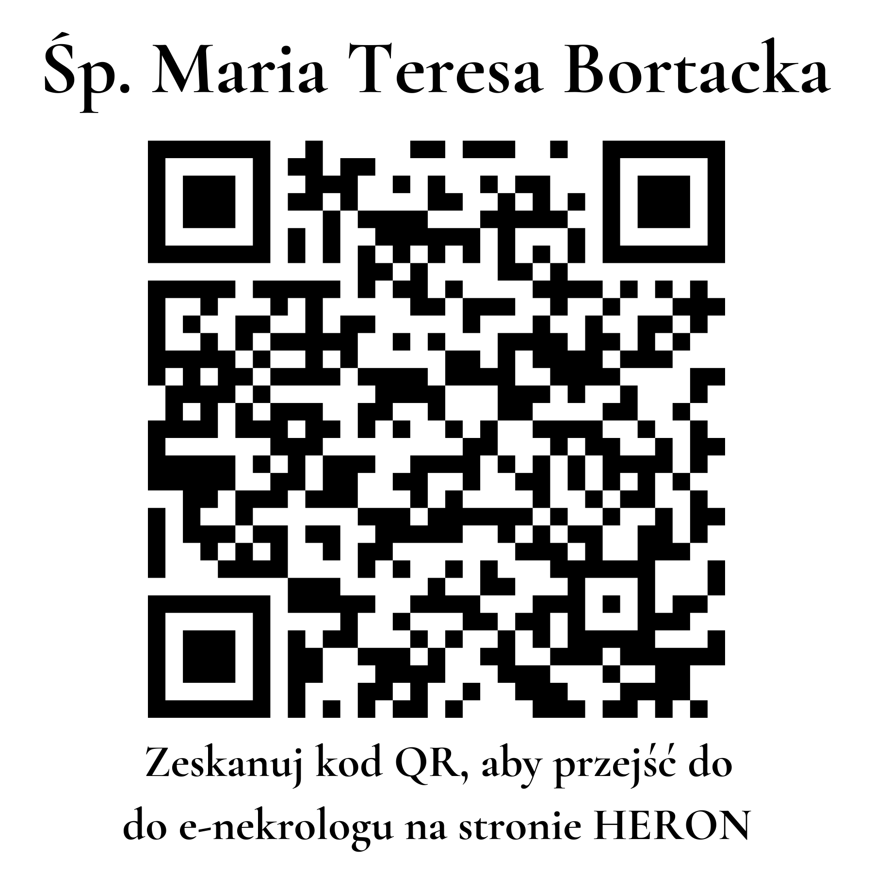 Kod QR do nekrologu Maria Teresa Bortacka Kod QR do nekrologu Maria Teresa Bortacka