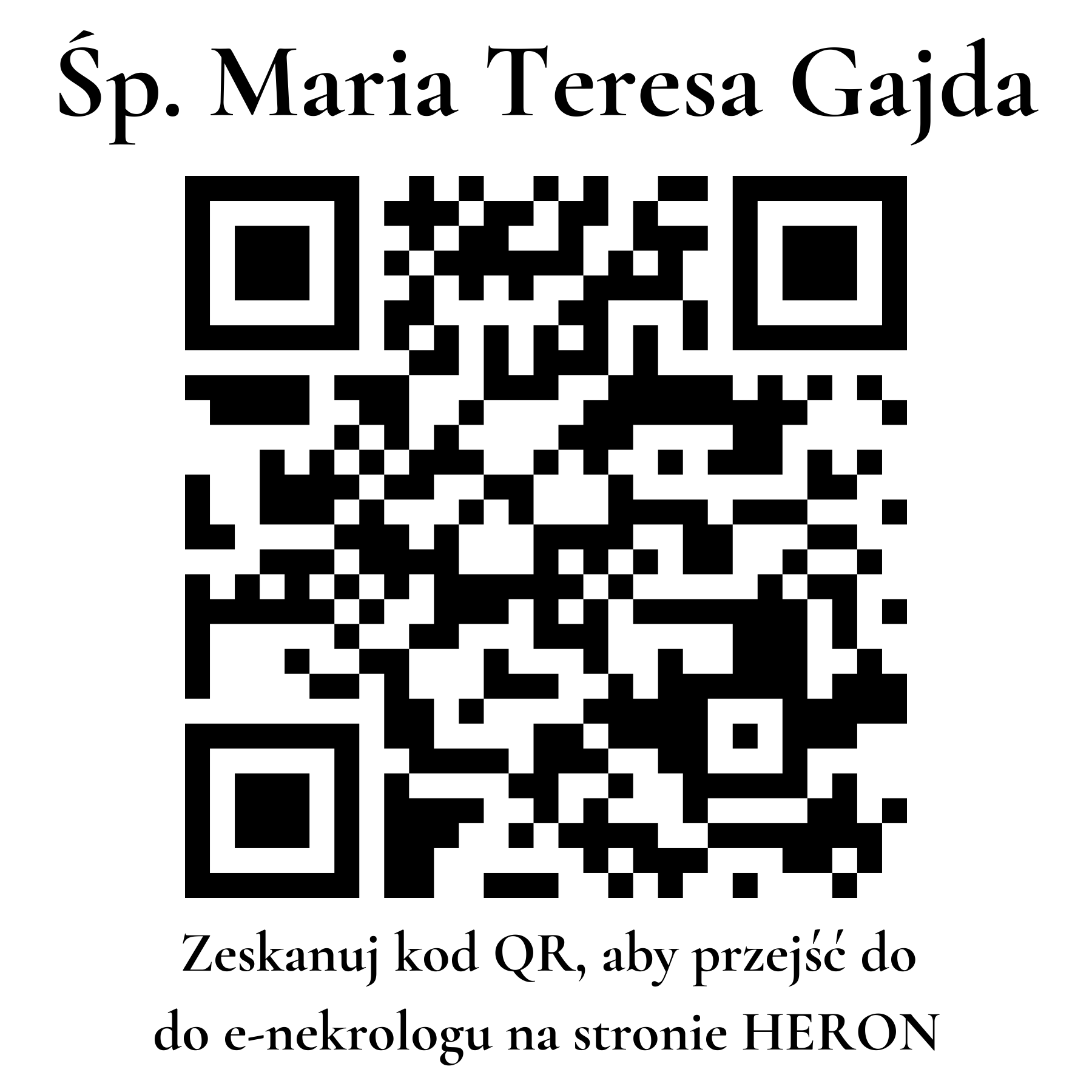 Kod QR do nekrologu Maria Teresa Gajda Kod QR do nekrologu Maria Teresa Gajda