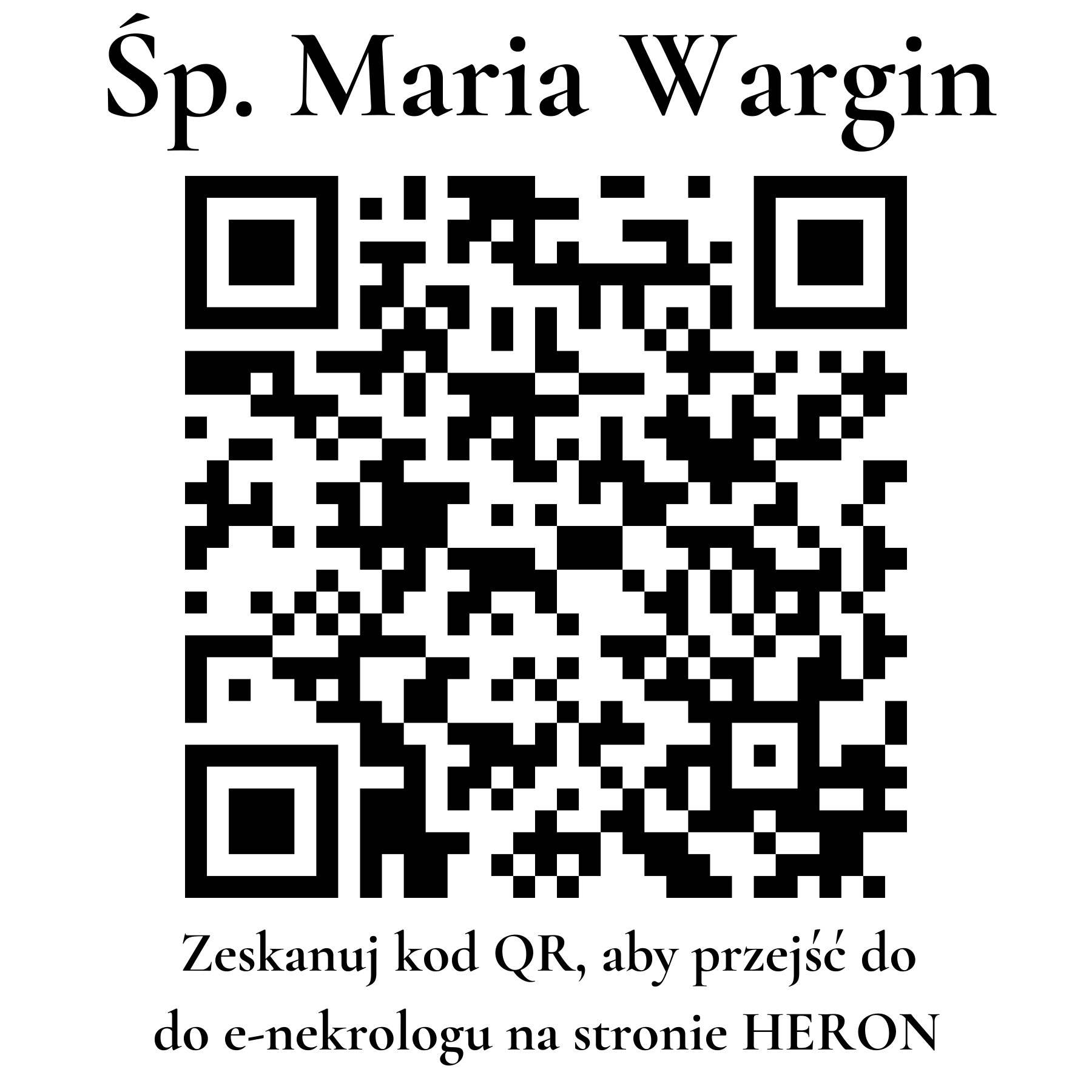 Kod QR do nekrologu Maria Wargin Kod QR do nekrologu Maria Wargin