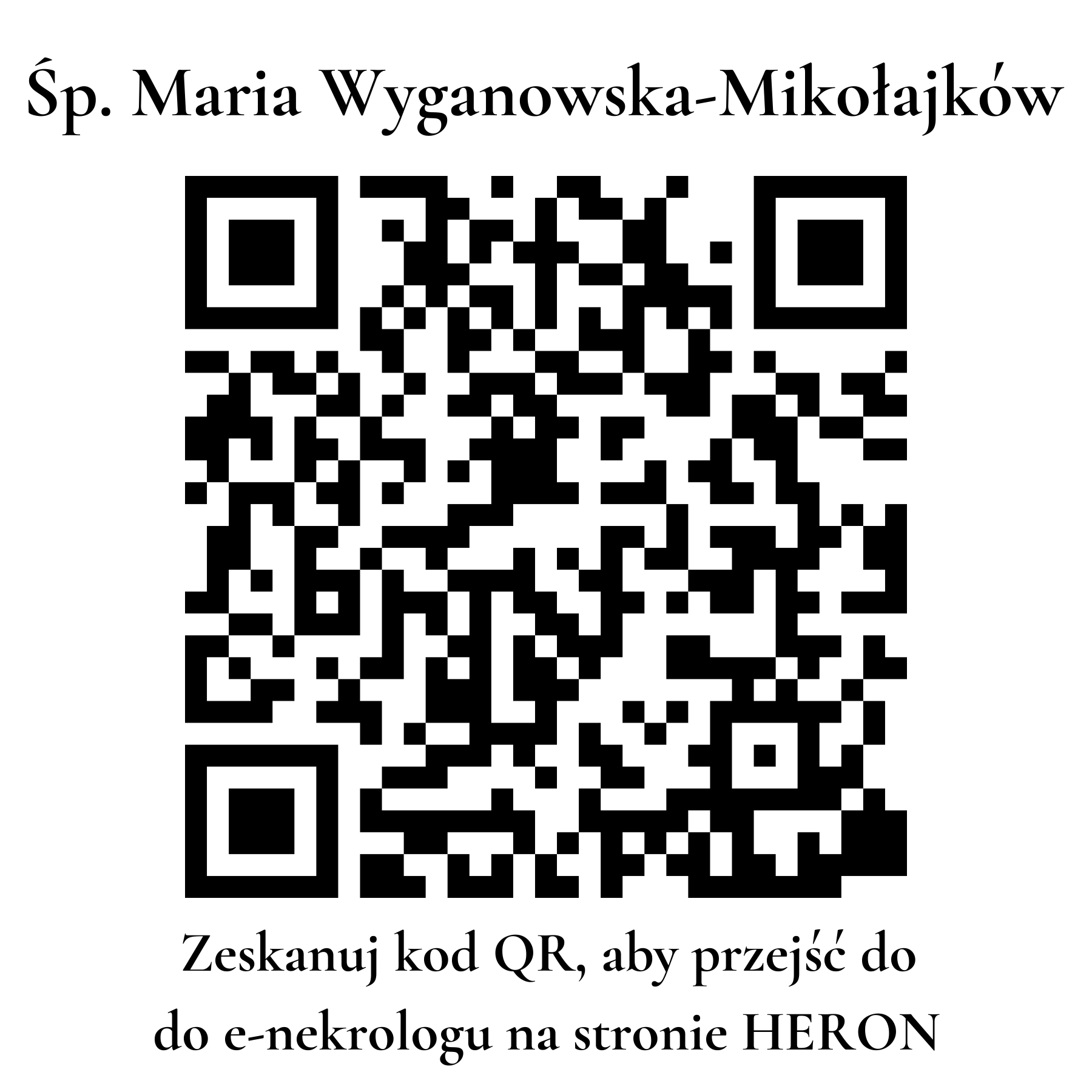 Kod QR do nekrologu Maria Wyganowska-Mikołajków
