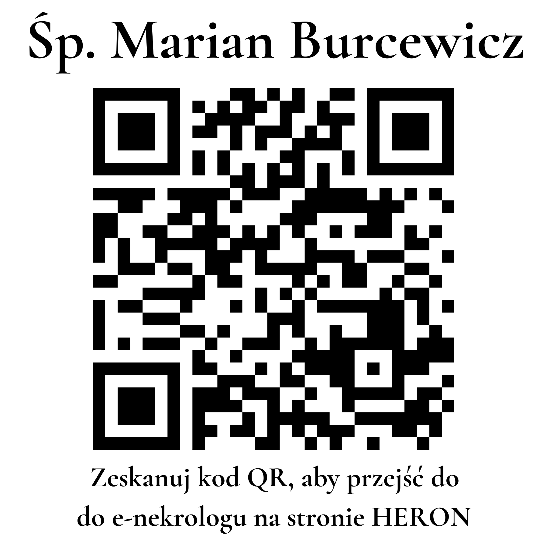 Kod QR do nekrologu Marian Burcewicz Kod QR do nekrologu Marian Burcewicz