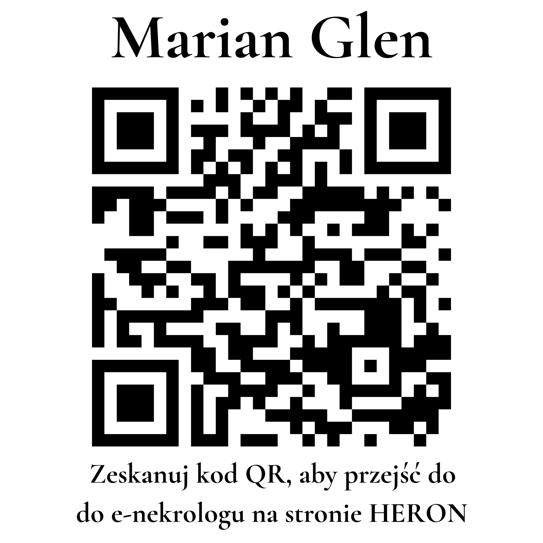 Kod QR do nekrologu Marian Glen Kod QR do nekrologu Marian Glen