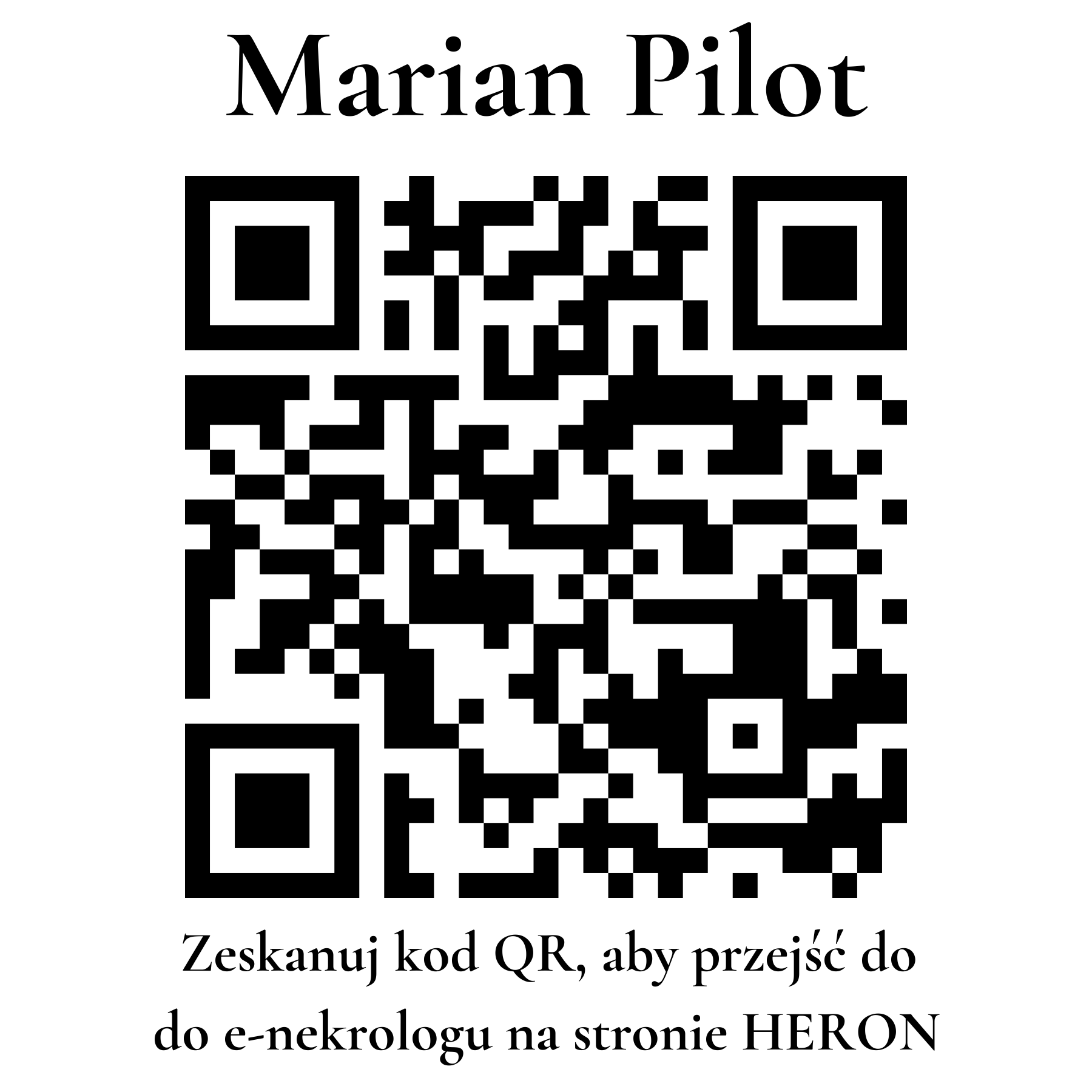 Kod QR do nekrologu Marian Pilot Kod QR do nekrologu Marian Pilot