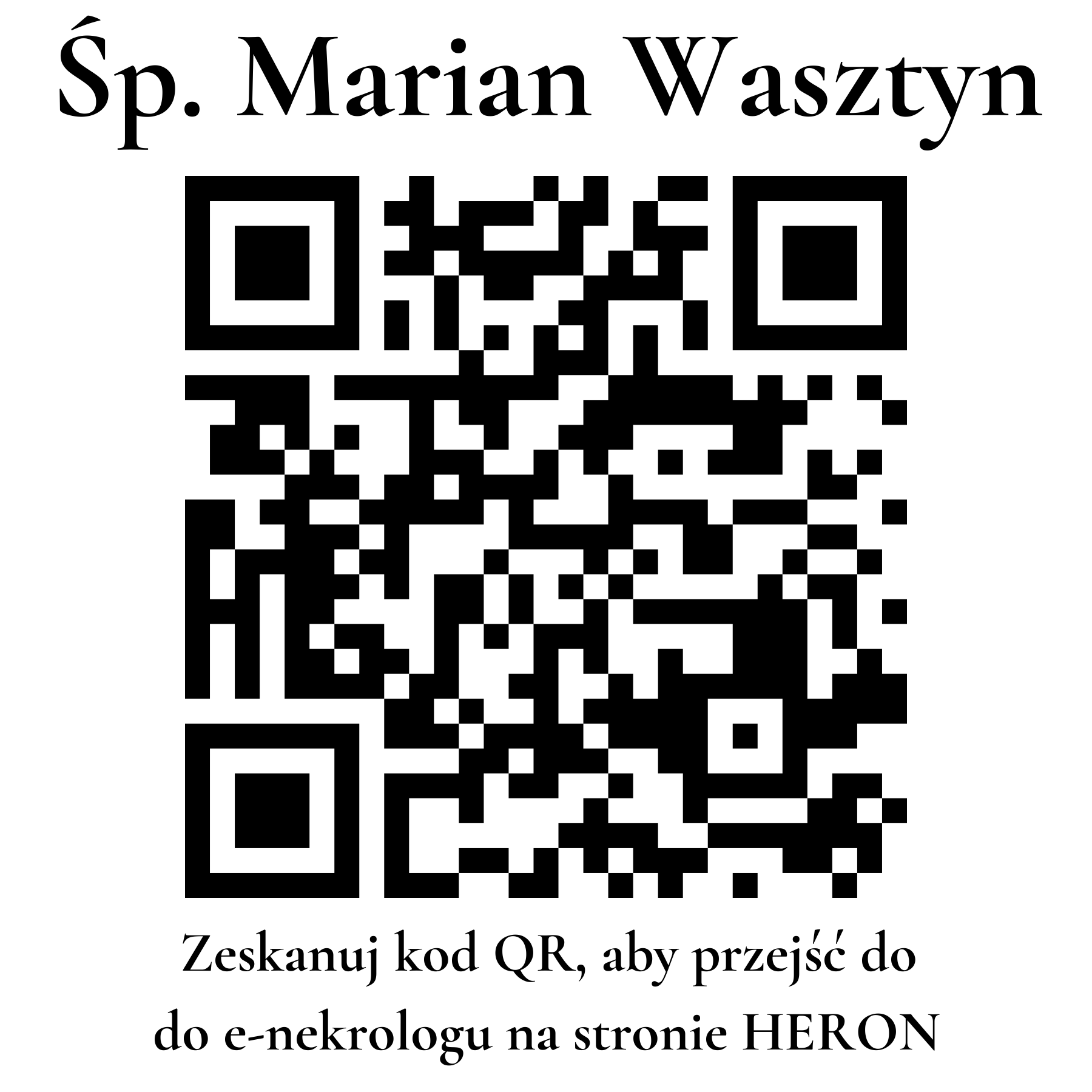 Kod QR do nekrologu Marian Wasztyn Kod QR do nekrologu Marian Wasztyn