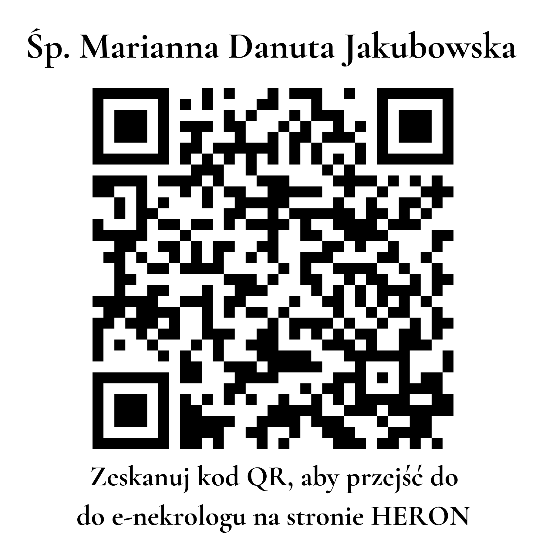 Kod QR do nekrologu Marianna Danuta Jakubowska Kod QR do nekrologu Marianna Danuta Jakubowska