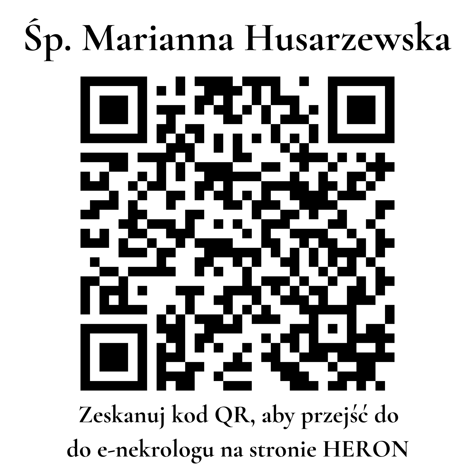 Kod QR do nekrologu Marianna Husarzewska Kod QR do nekrologu Marianna Husarzewska