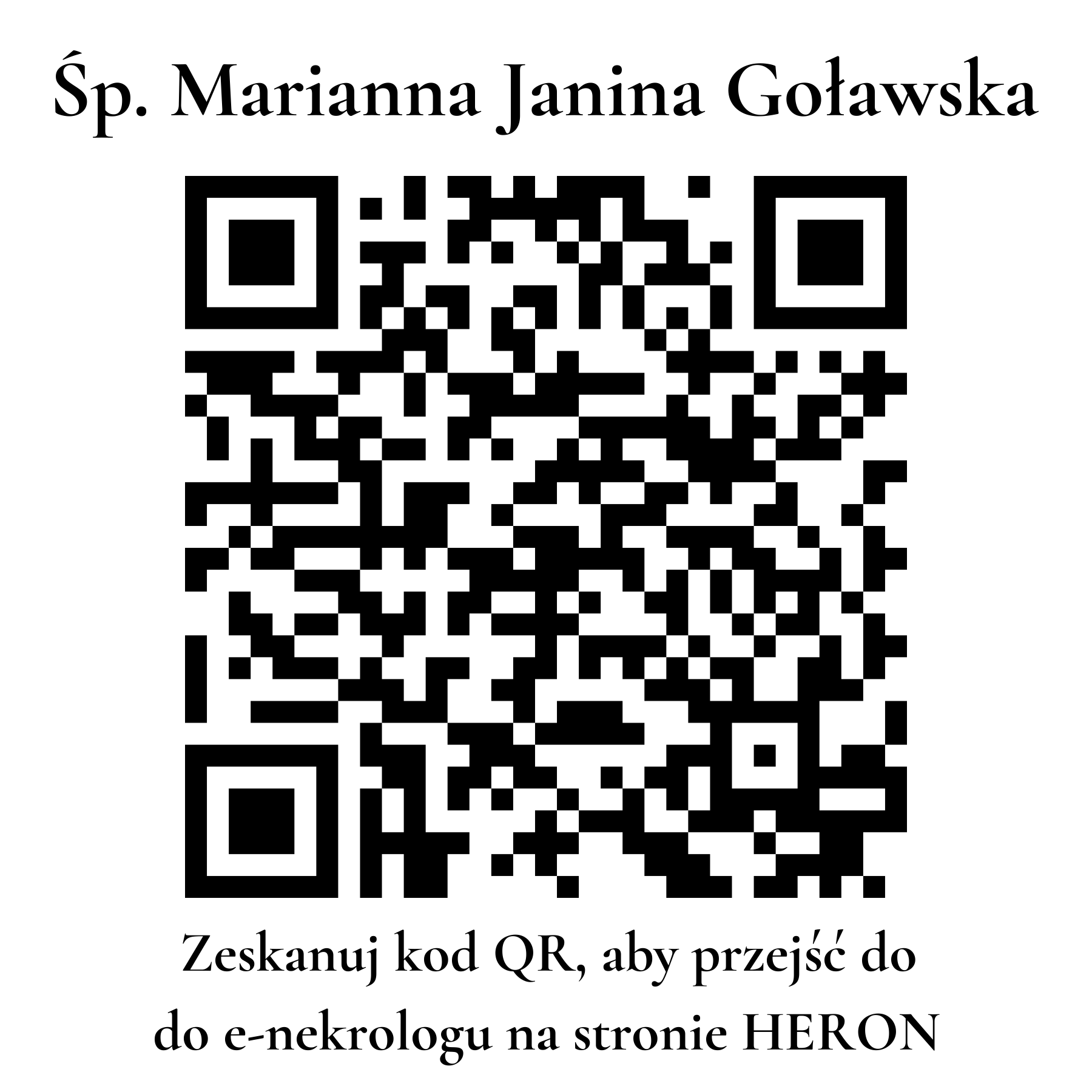 Kod QR do nekrologu Marianna Janina Goławska Kod QR do nekrologu Marianna Janina Goławska