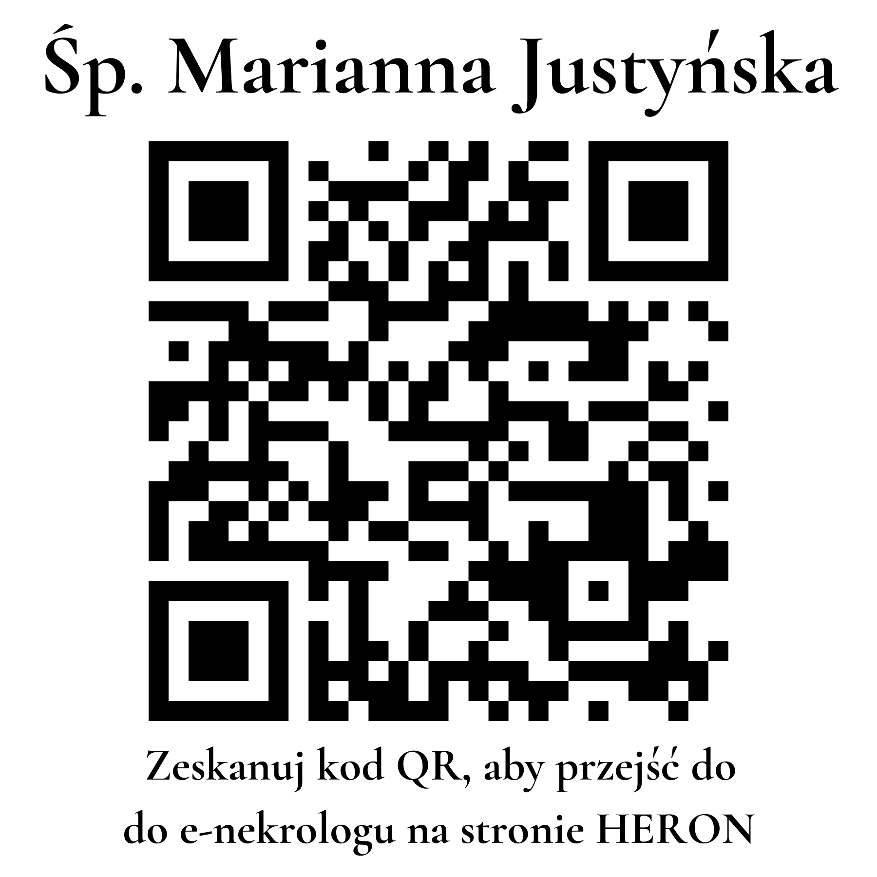 Kod QR do nekrologu Marianna Justyńska
