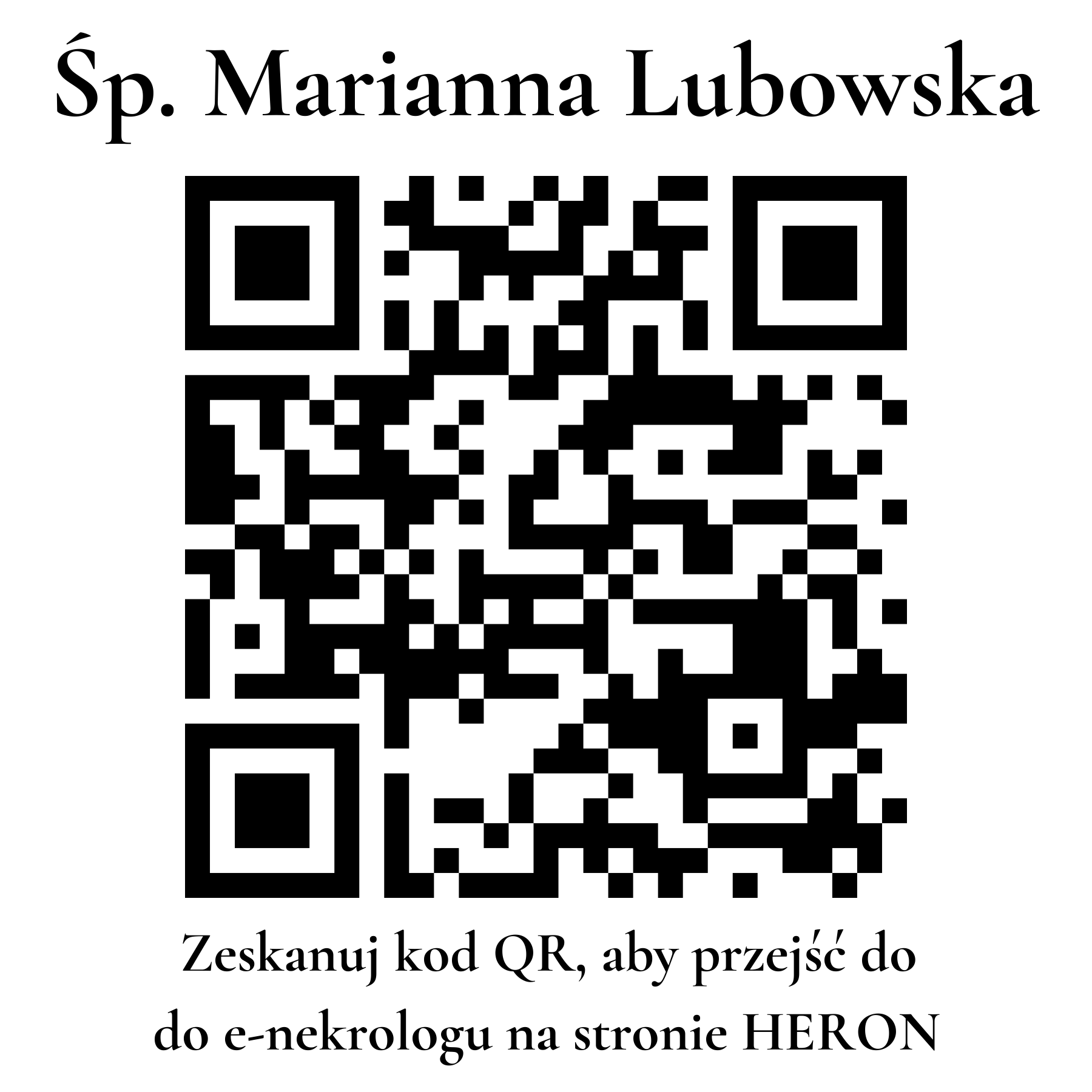Kod QR do nekrologu Marianna Lubowska Kod QR do nekrologu Marianna Lubowska