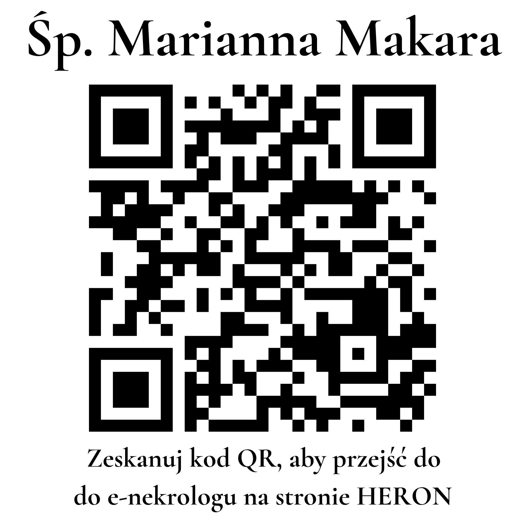 Kod QR do nekrologu Marianna Makara Kod QR do nekrologu Marianna Makara