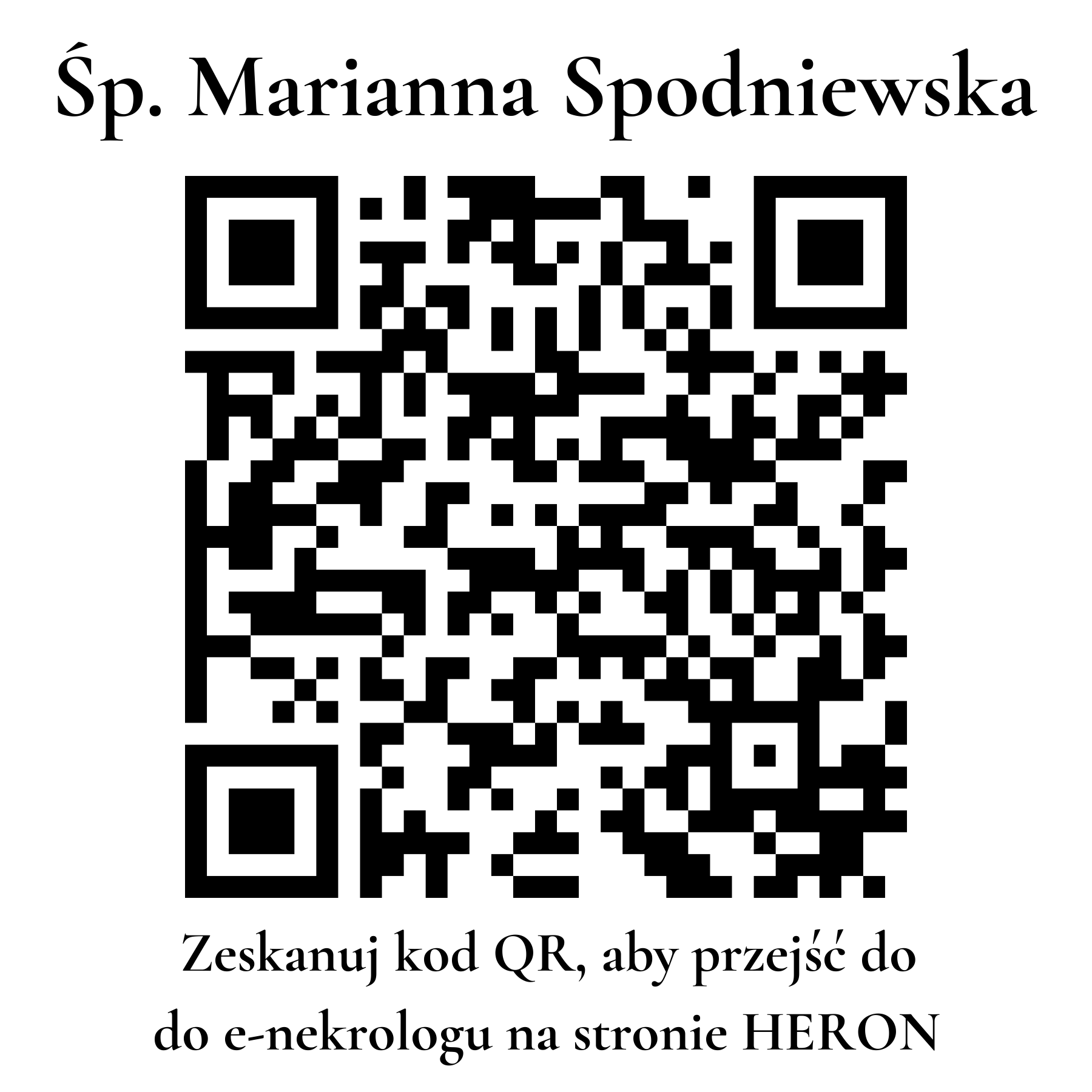 Kod QR do nekrologu Marianna Spodniewska Kod QR do nekrologu Marianna Spodniewska