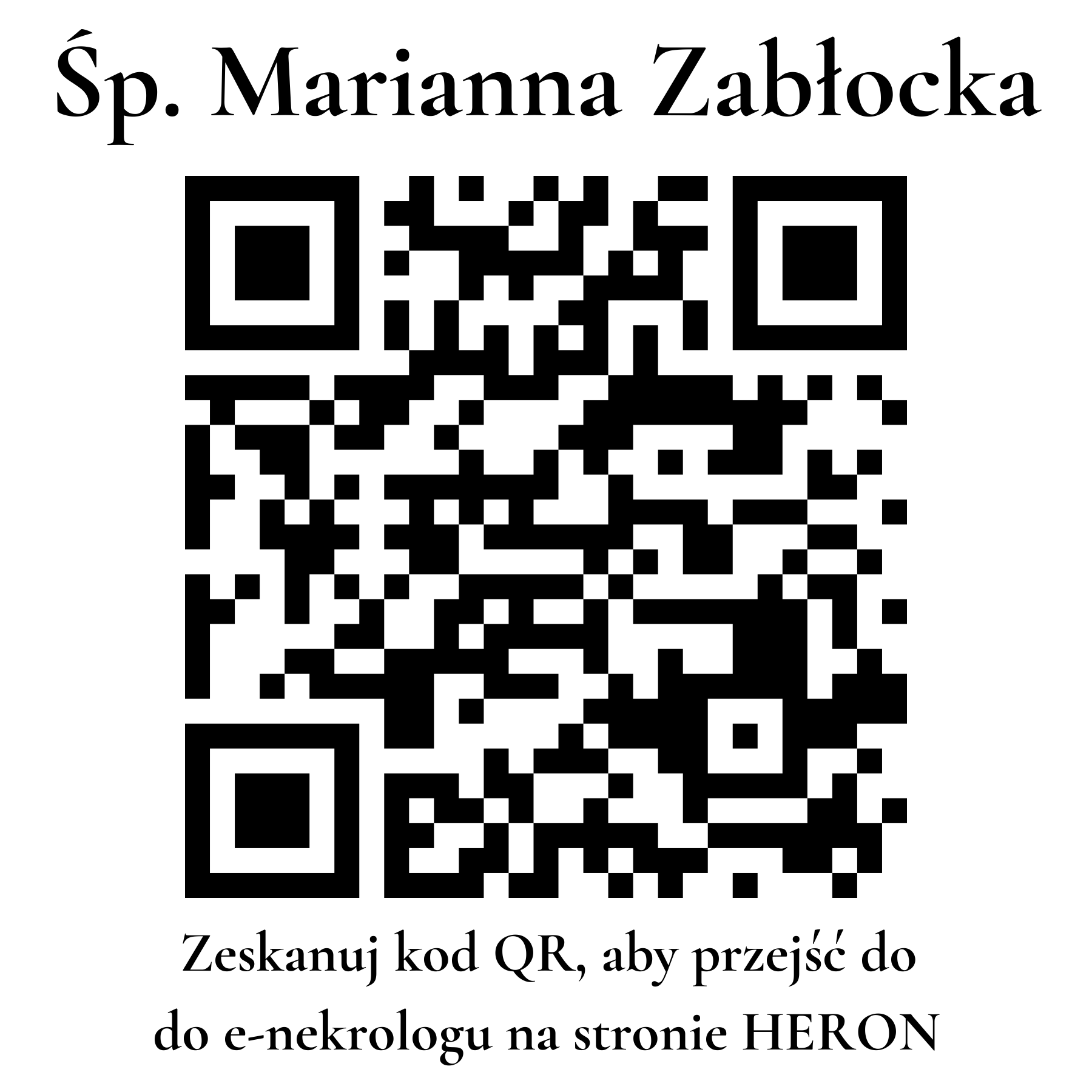 Kod QR do nekrologu Marianna Zabłocka Kod QR do nekrologu Marianna Zabłocka