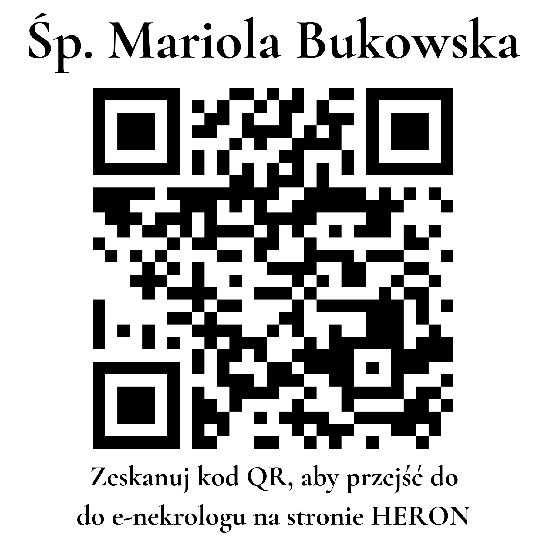 Kod QR do nekrologu Mariola Bukowska Kod QR do nekrologu Mariola Bukowska