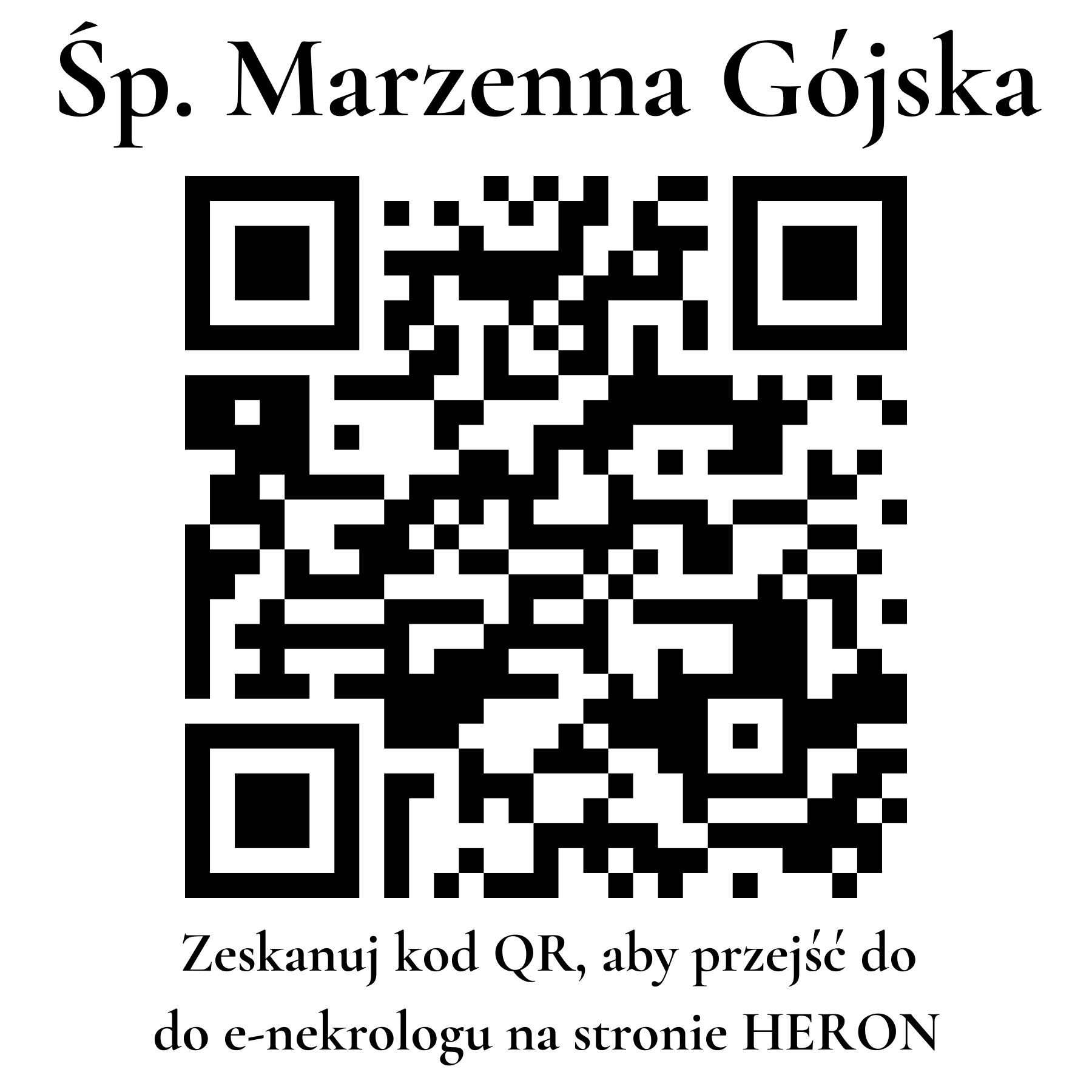 Kod QR do nekrologu Marzenna Gójska Kod QR do nekrologu Marzenna Gójska