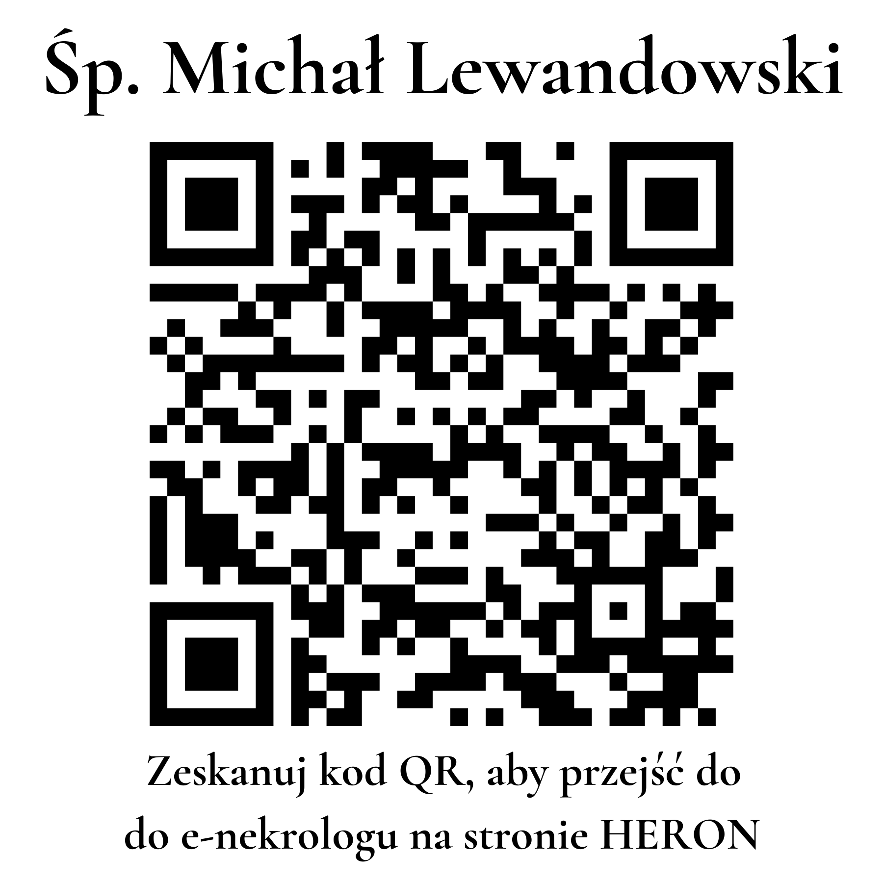 Kod QR do nekrologu Michał Lewandowski Kod QR do nekrologu Michał Lewandowski
