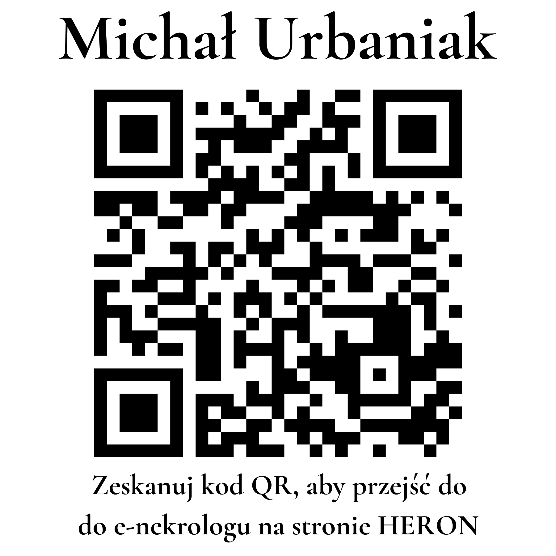Kod QR do nekrologu Michał Urbaniak Kod QR do nekrologu Michał Urbaniak