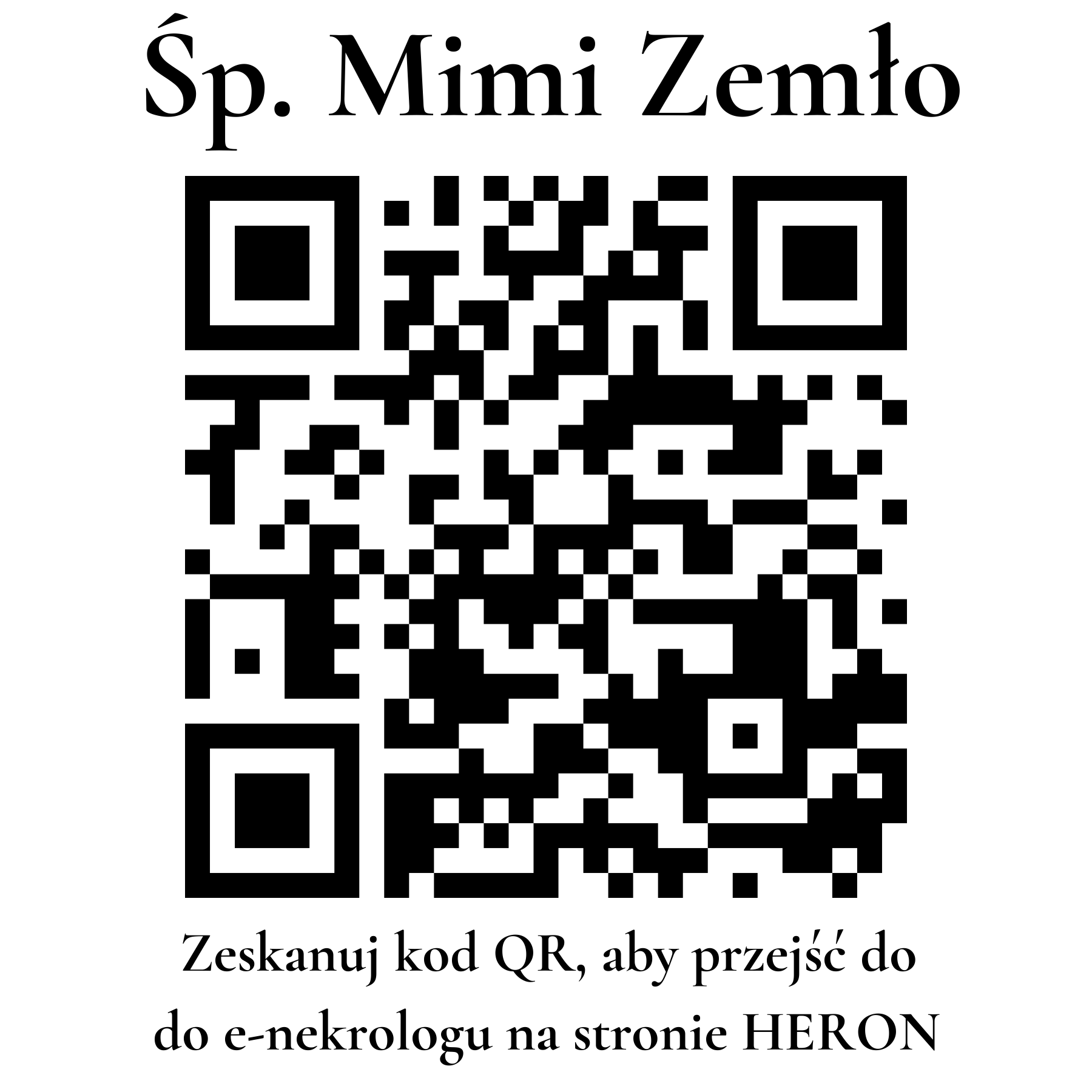 Kod QR do nekrologu Mimi Zemło Kod QR do nekrologu Mimi Zemło