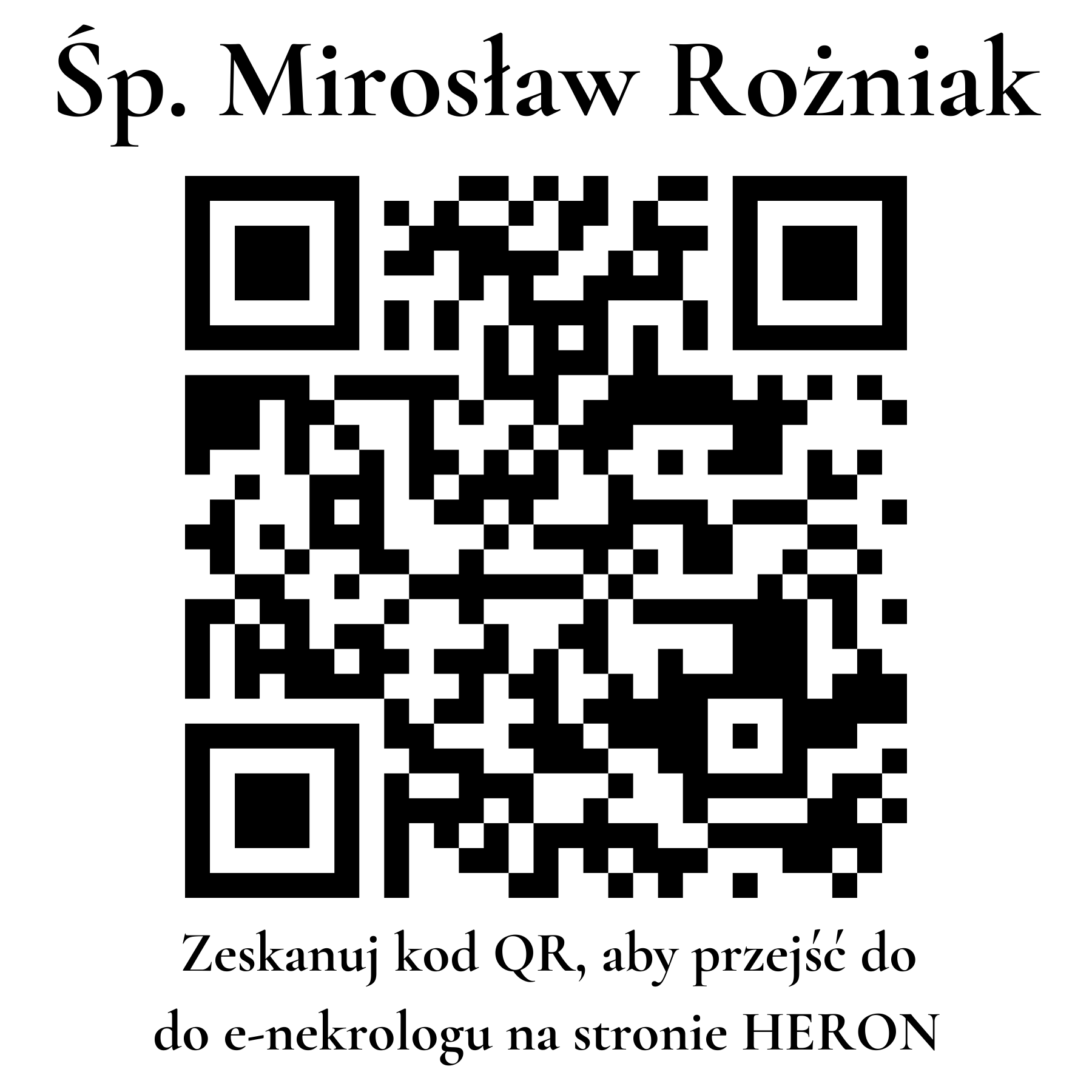 Kod QR do nekrologu Mirosław Rożniak Kod QR do nekrologu Mirosław Rożniak