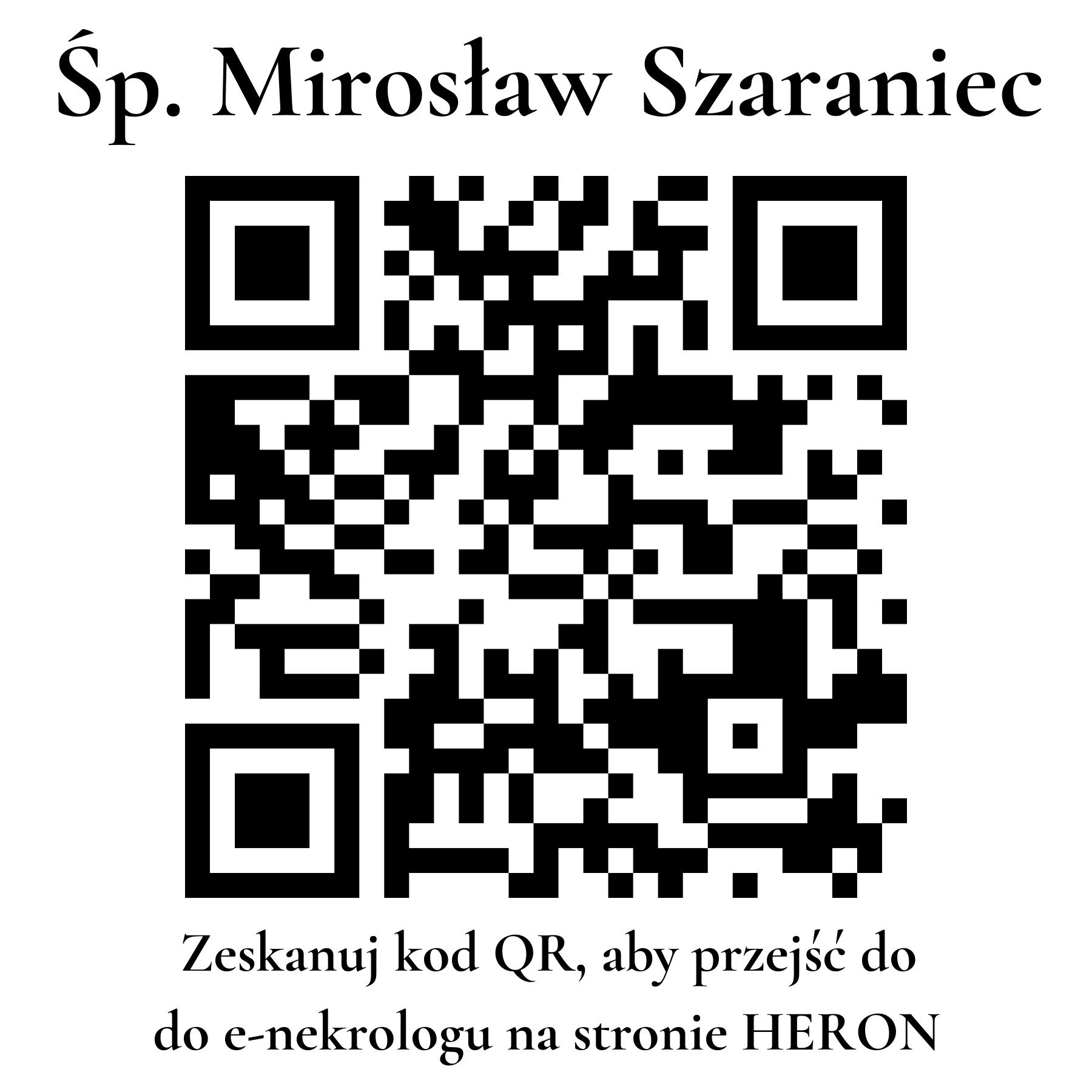 Kod QR do nekrologu Mirosław Szaraniec