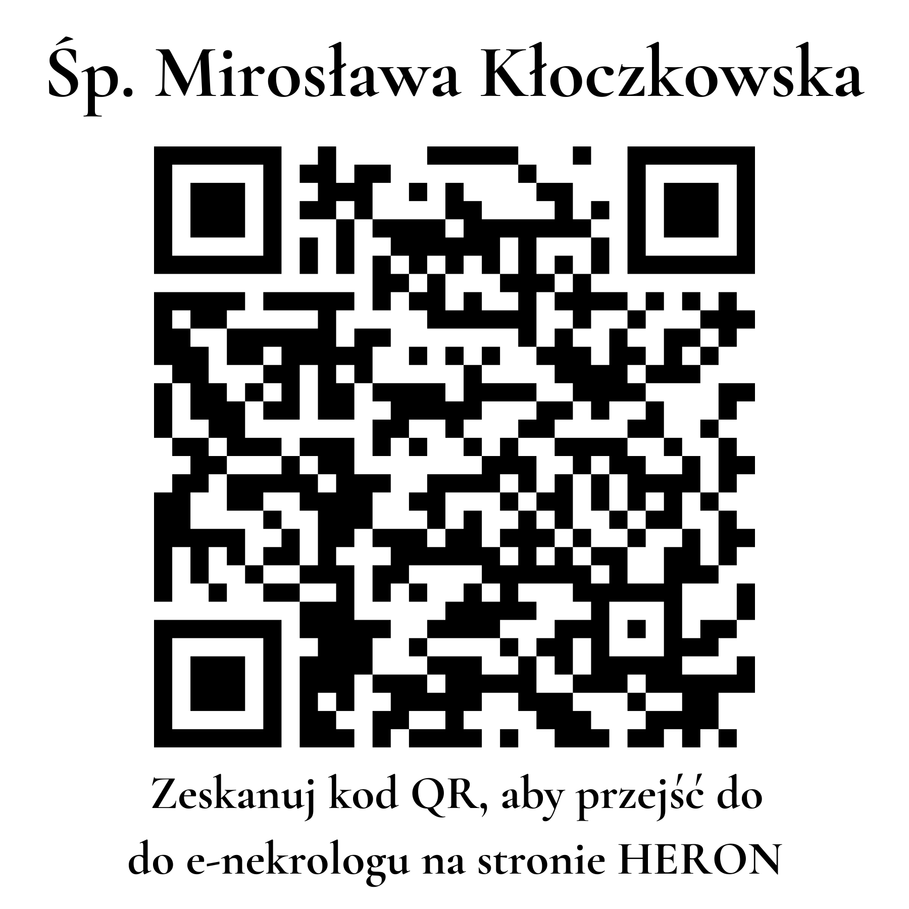 Kod QR do nekrologu Mirosława Kłoczkowska