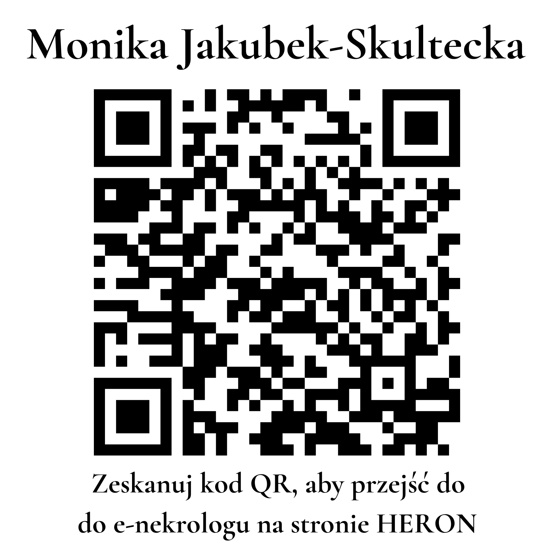 Kod QR do nekrologu Monika Jakubek-Skultecka