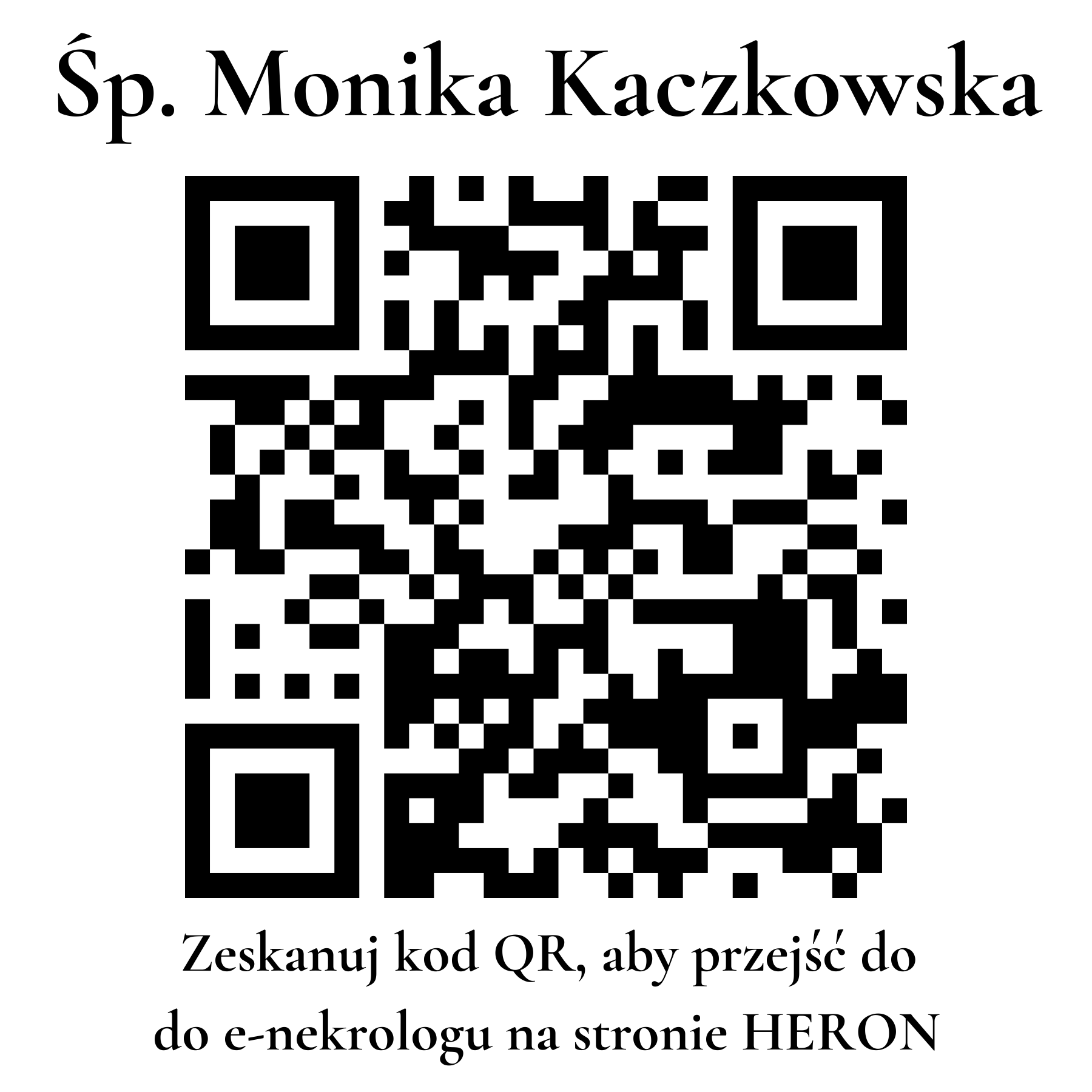 Kod QR do nekrologu Monika Kaczkowska Kod QR do nekrologu Monika Kaczkowska