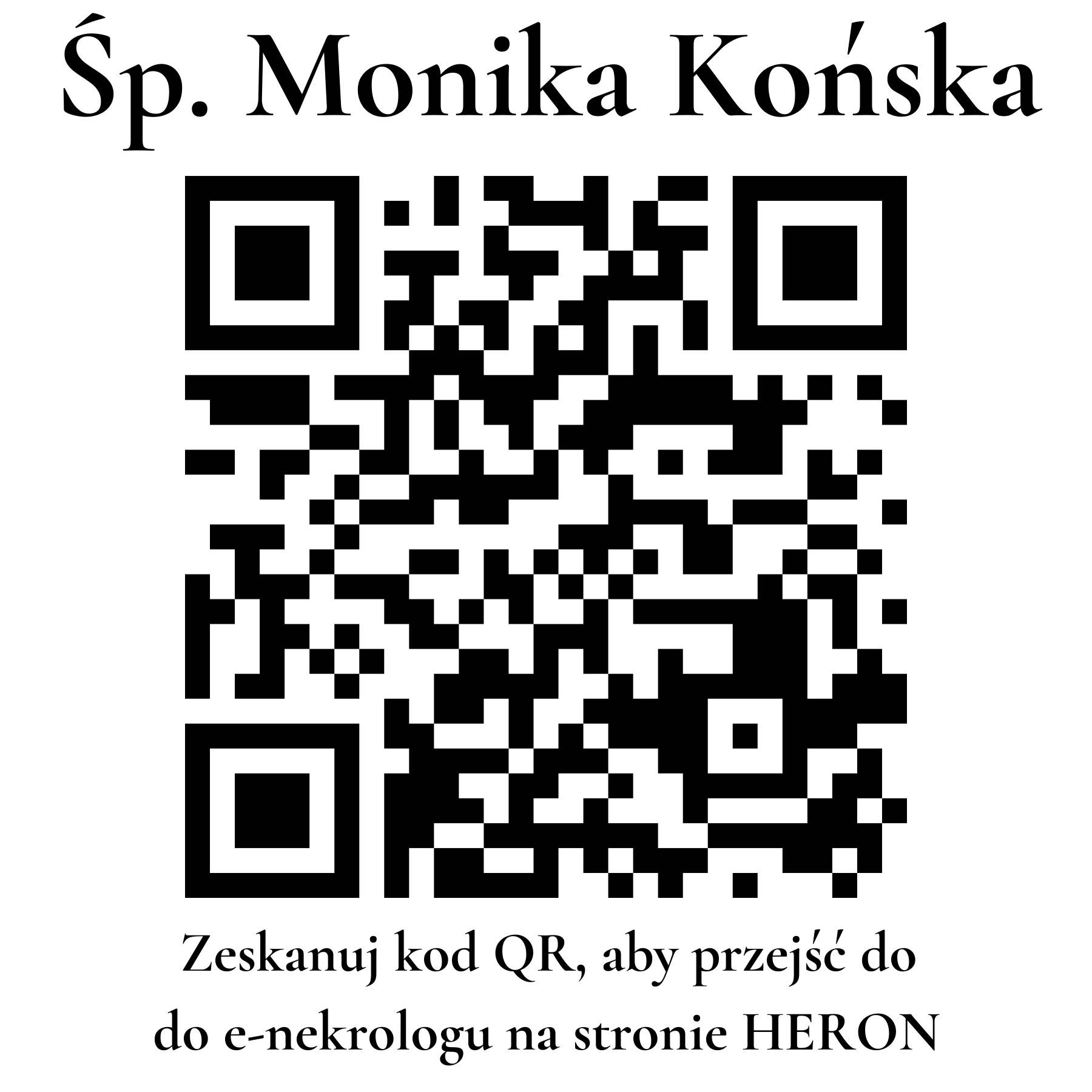 Kod QR do nekrologu Monika Końska Kod QR do nekrologu Monika Końska