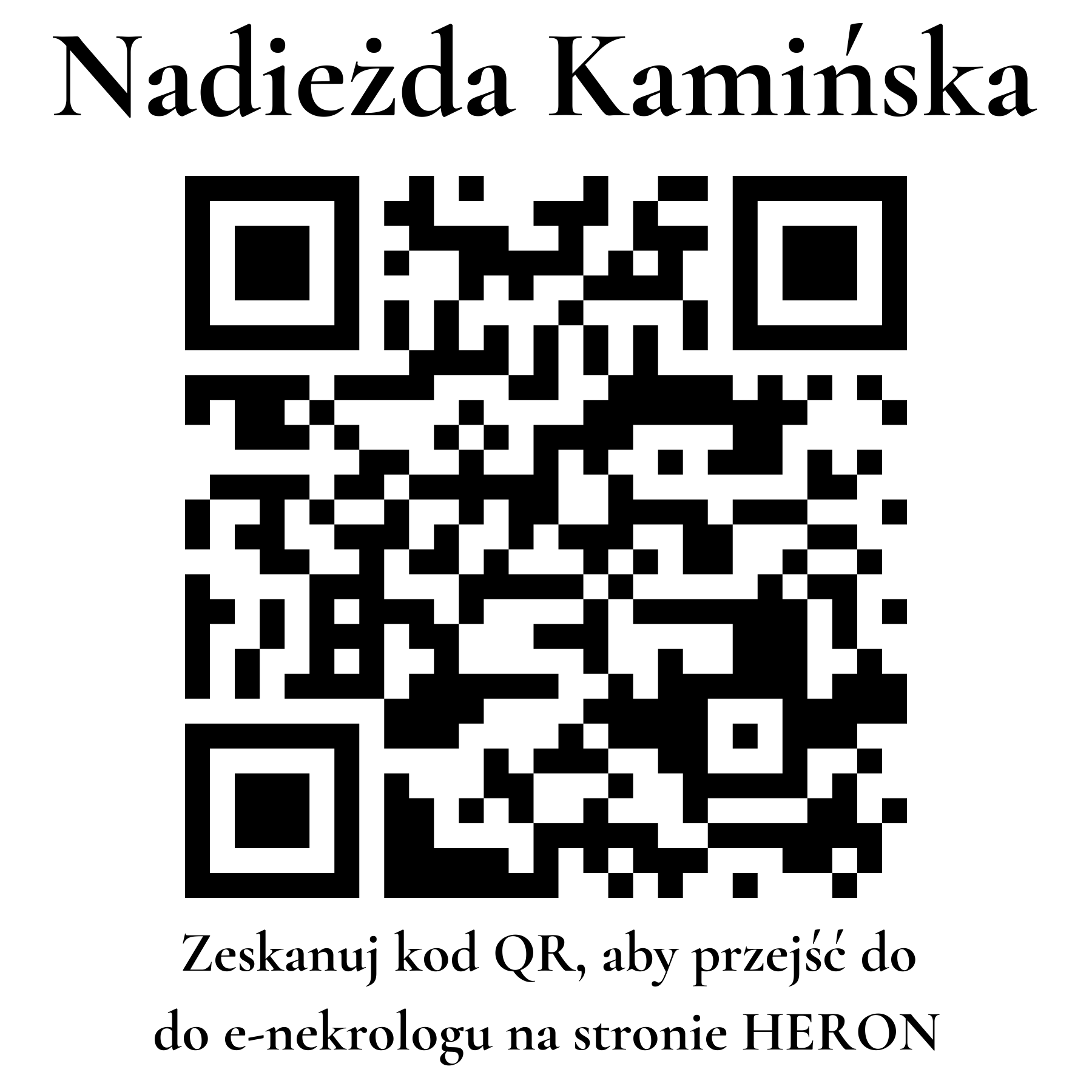 Kod QR do nekrologu Nadieżda Kamińska