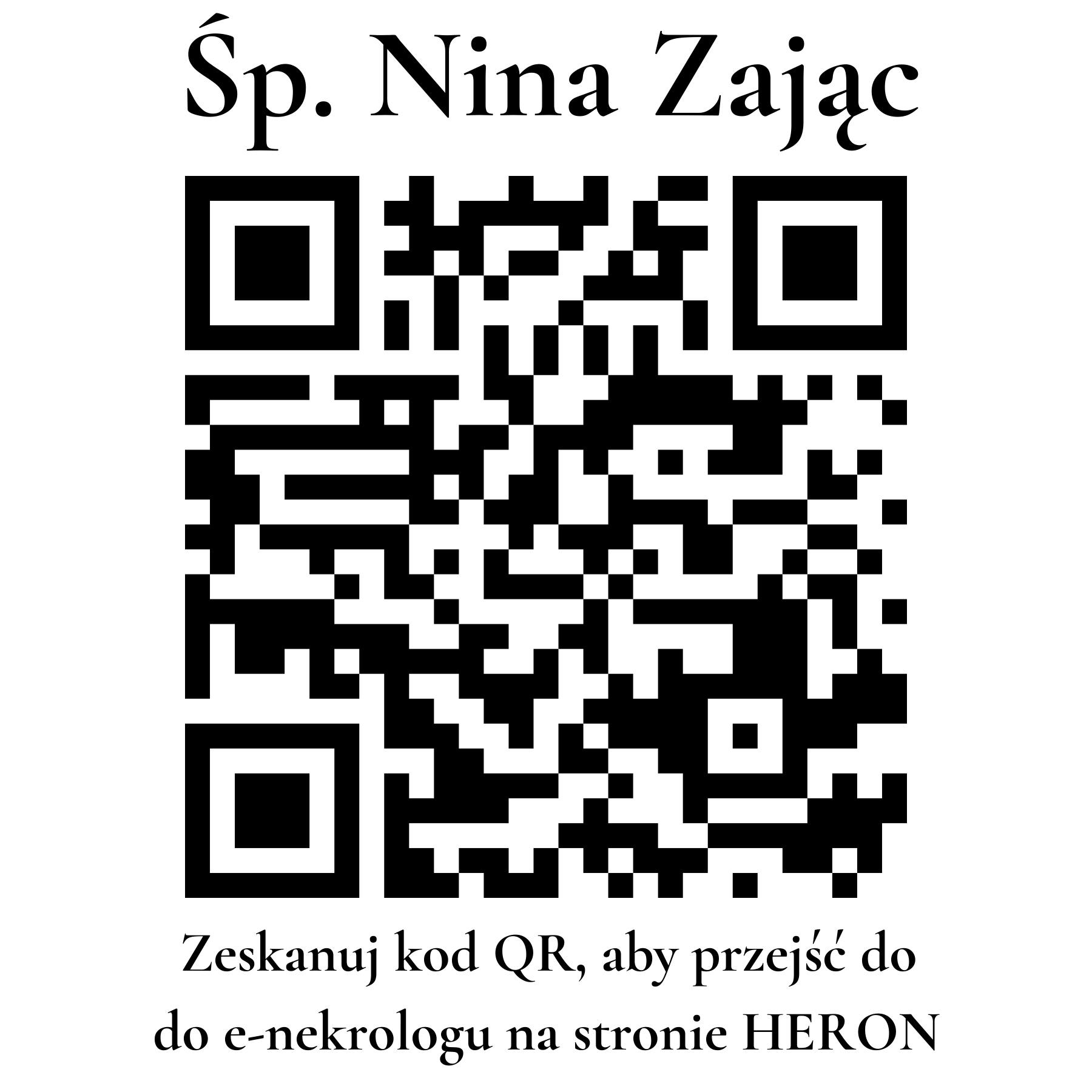Kod QR do nekrologu Nina Zając Kod QR do nekrologu Nina Zając