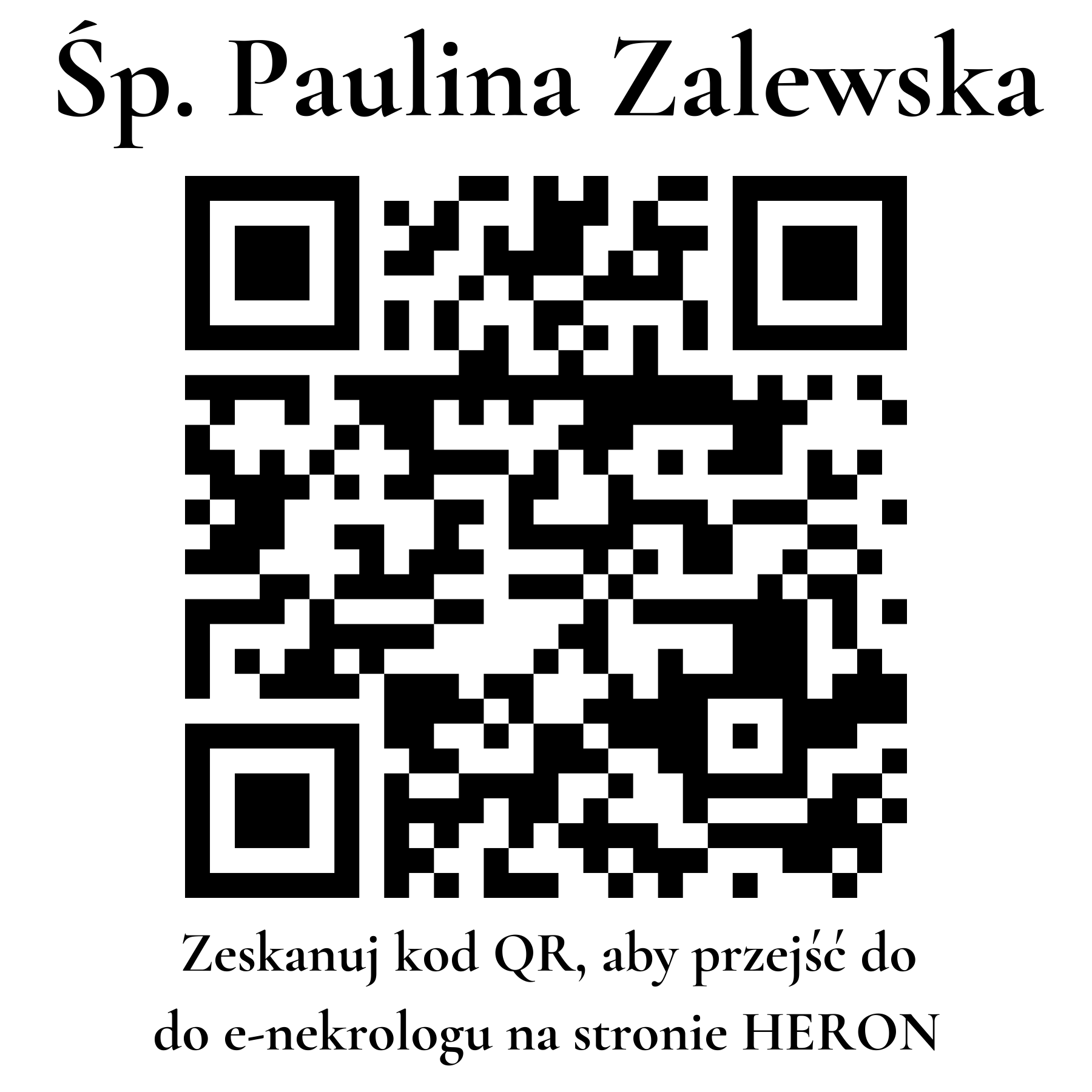 Kod QR do nekrologu Paulina Zalewska Kod QR do nekrologu Paulina Zalewska