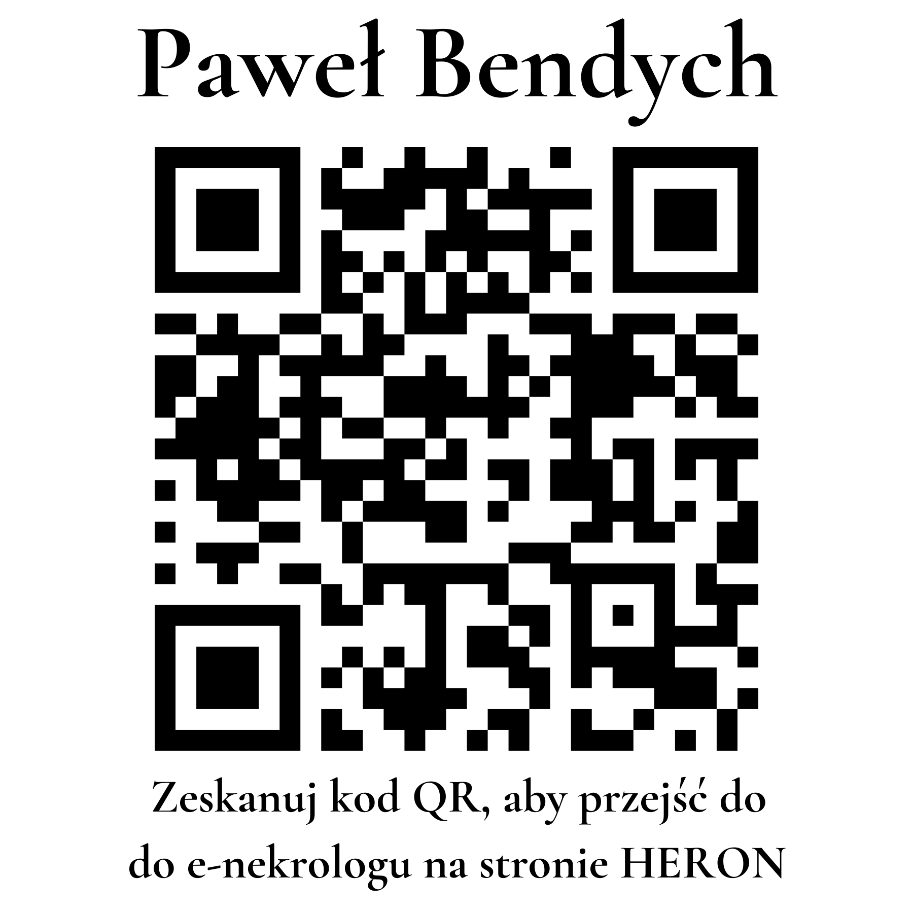 Kod QR do nekrologu Paweł Bendych Kod QR do nekrologu Paweł Bendych