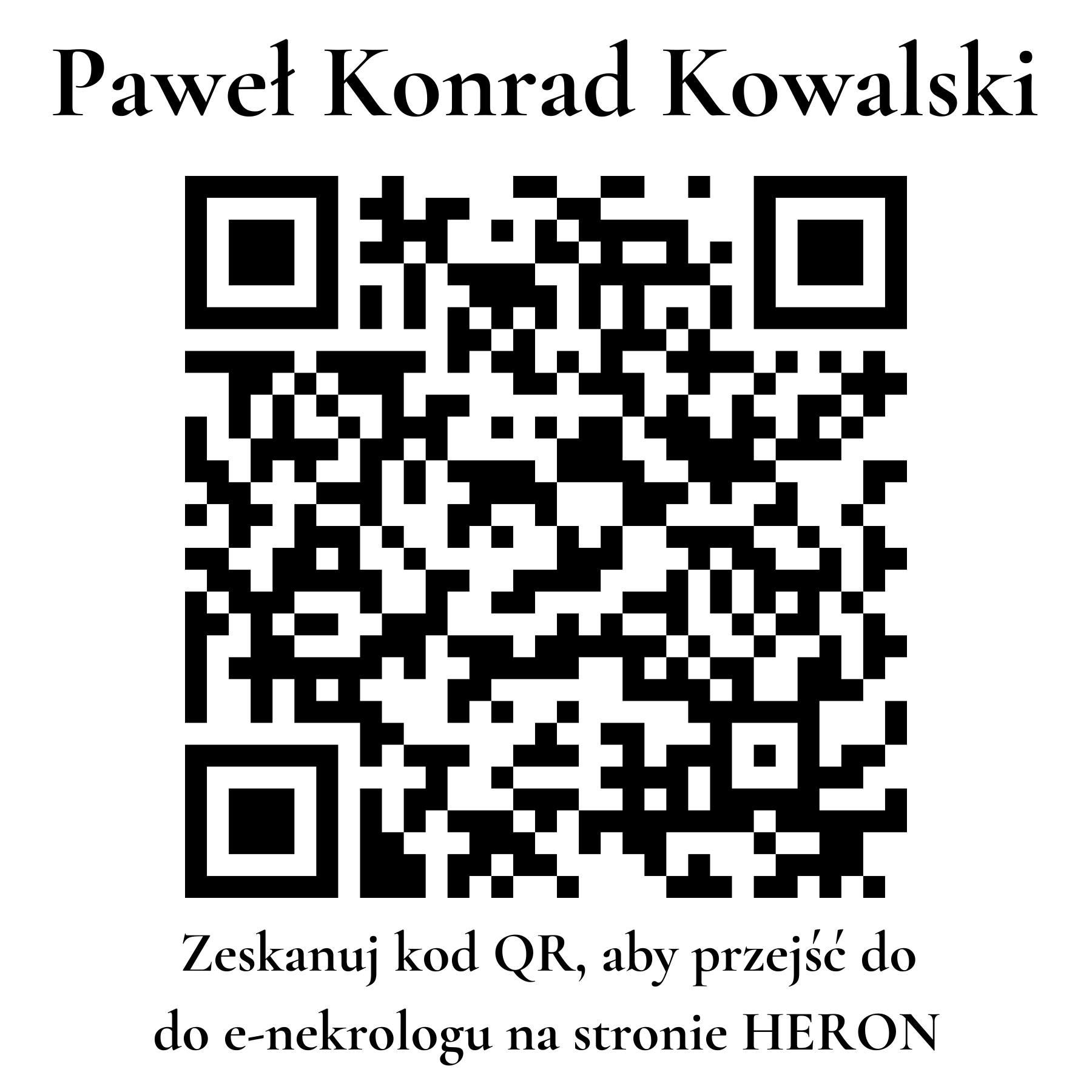 Kod QR do nekrologu Paweł Konrad Kowalski Kod QR do nekrologu Paweł Konrad Kowalski