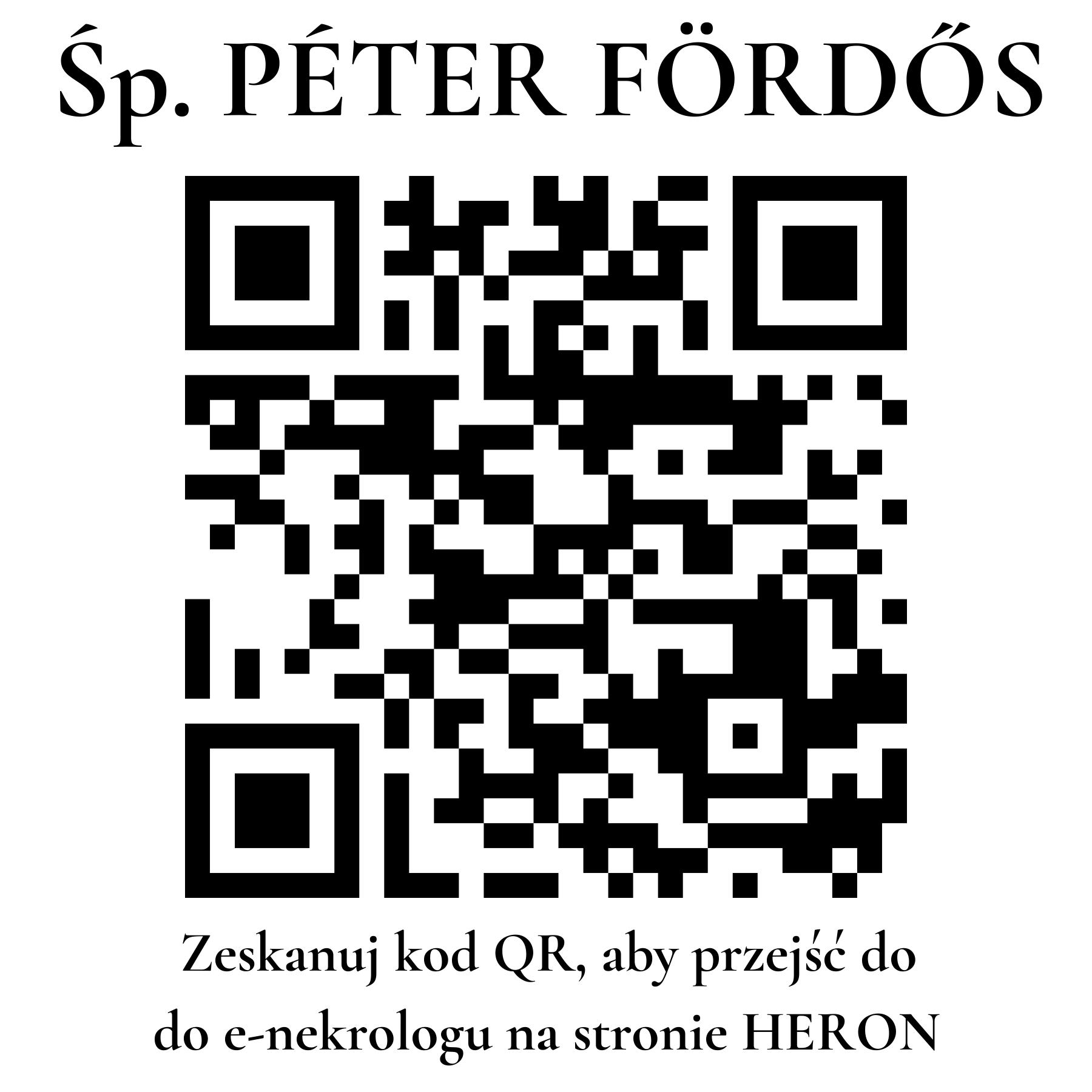 Kod QR do nekrologu PÉTER FÖRDŐS