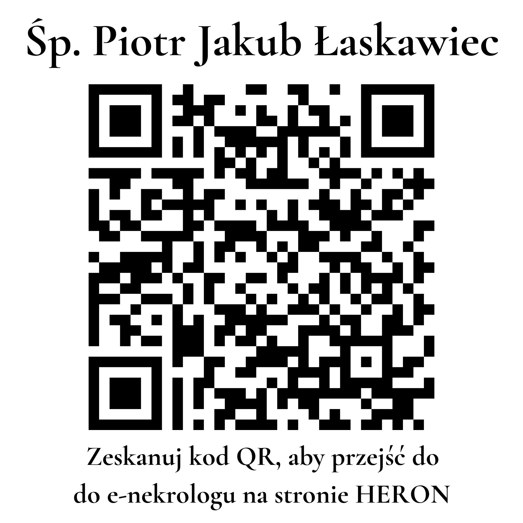 Kod QR do nekrologu Piotr Jakub Łaskawiec