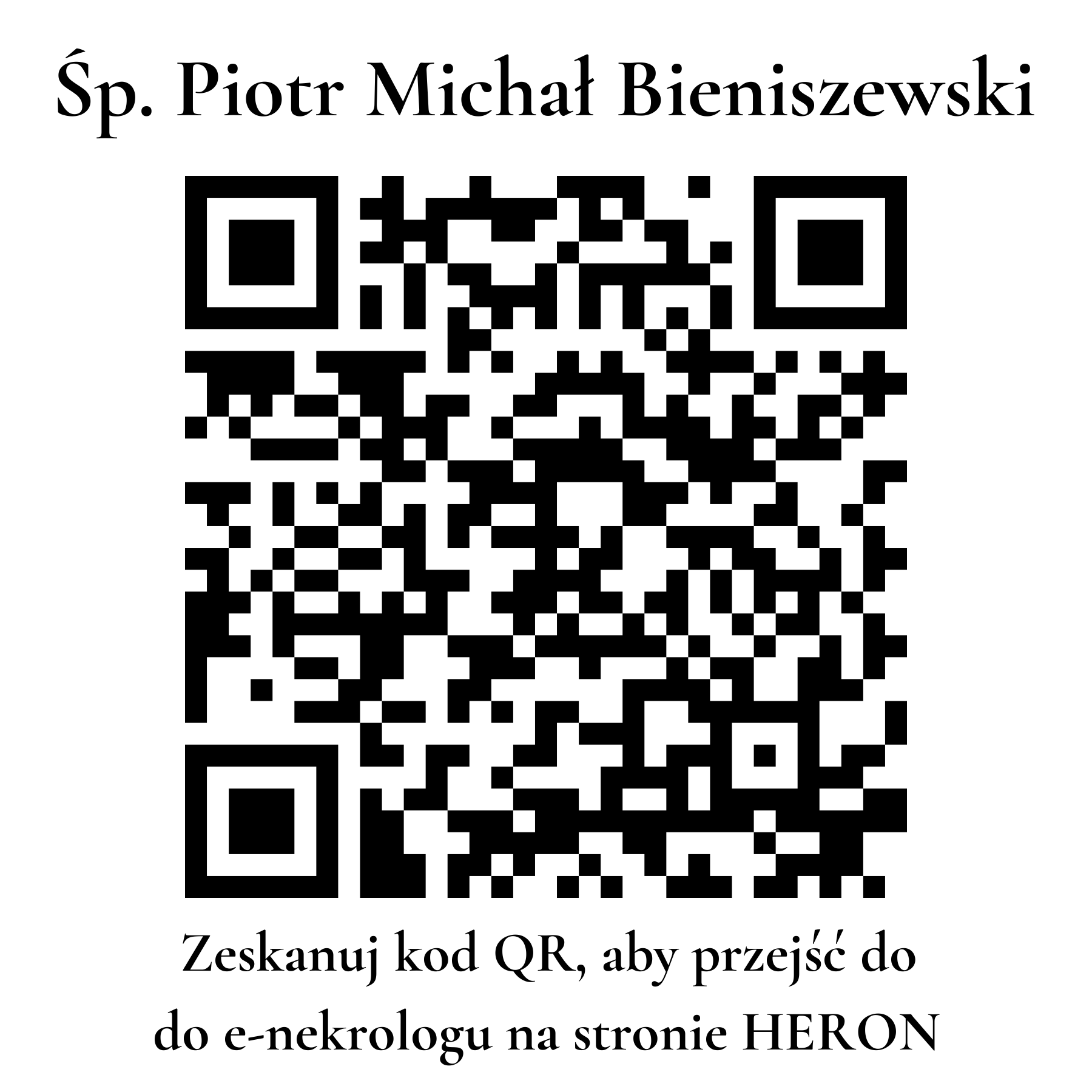 Kod QR do nekrologu Piotr Michał Bieniszewski