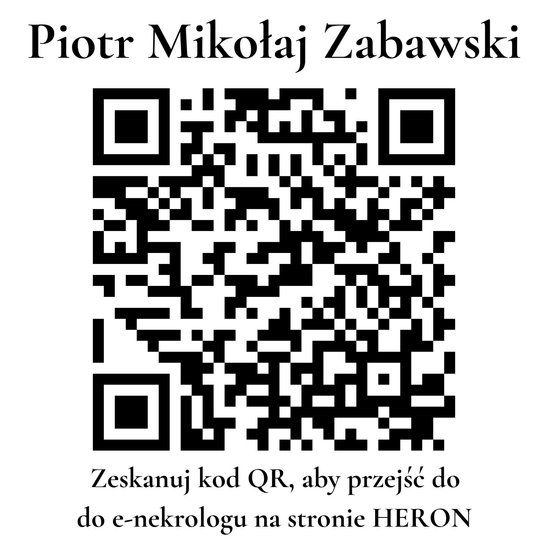 Kod QR do nekrologu Piotr Mikołaj Zabawski