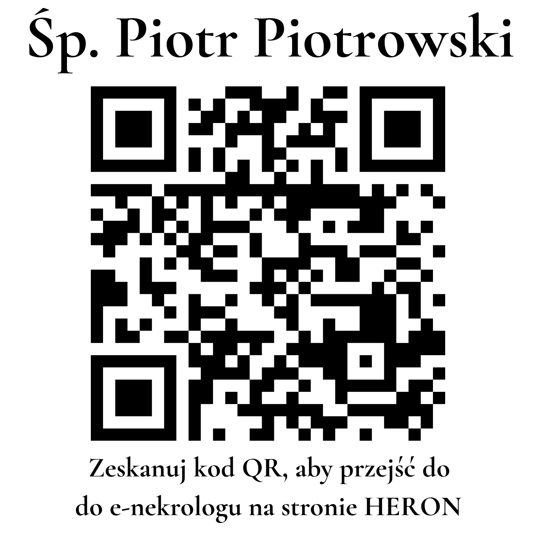 Kod QR do nekrologu Piotr Piotrowski Kod QR do nekrologu Piotr Piotrowski