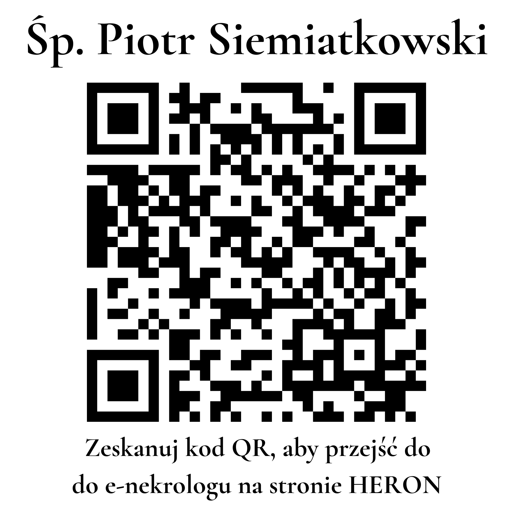 Kod QR do nekrologu Piotr Siemiatkowski Kod QR do nekrologu Piotr Siemiatkowski