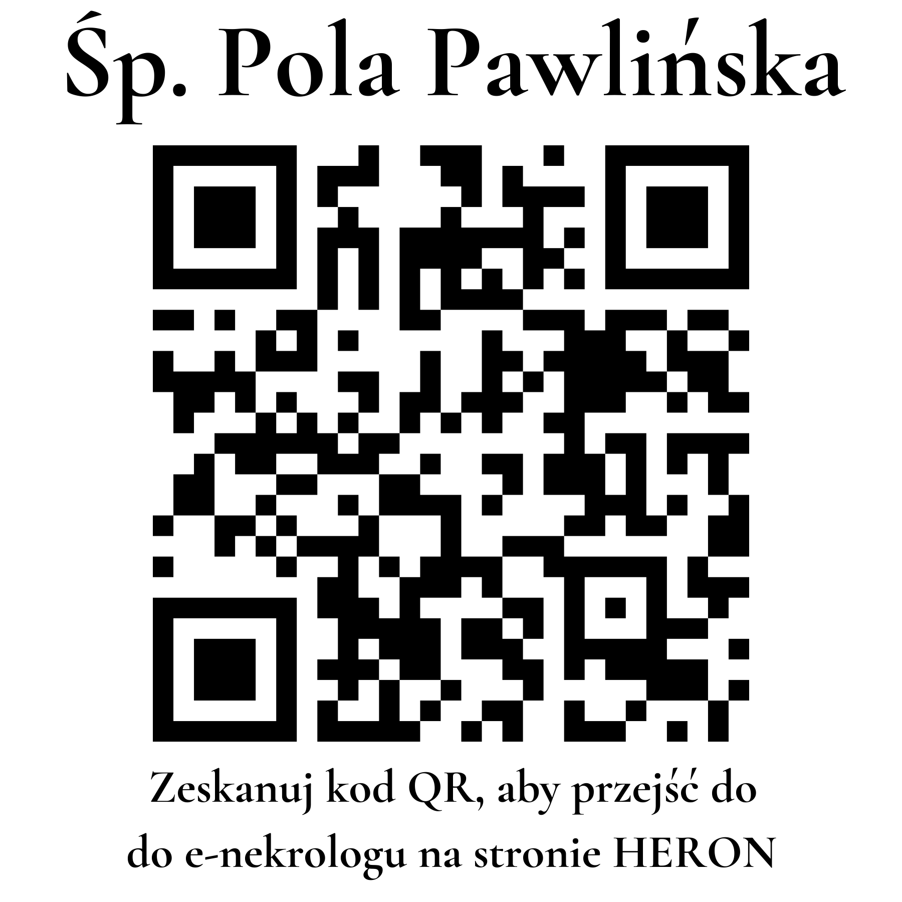 Kod QR do nekrologu Pola Pawlińska Kod QR do nekrologu Pola Pawlińska