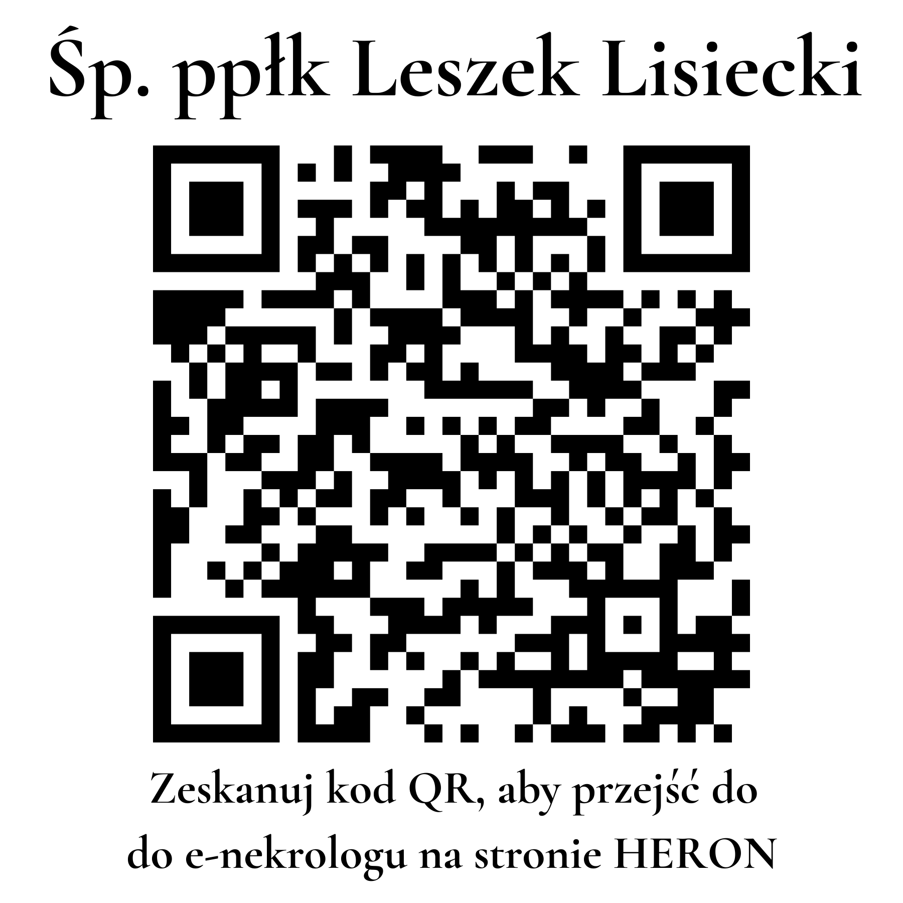 Kod QR do nekrologu ppłk Leszek Lisiecki Kod QR do nekrologu ppłk Leszek Lisiecki