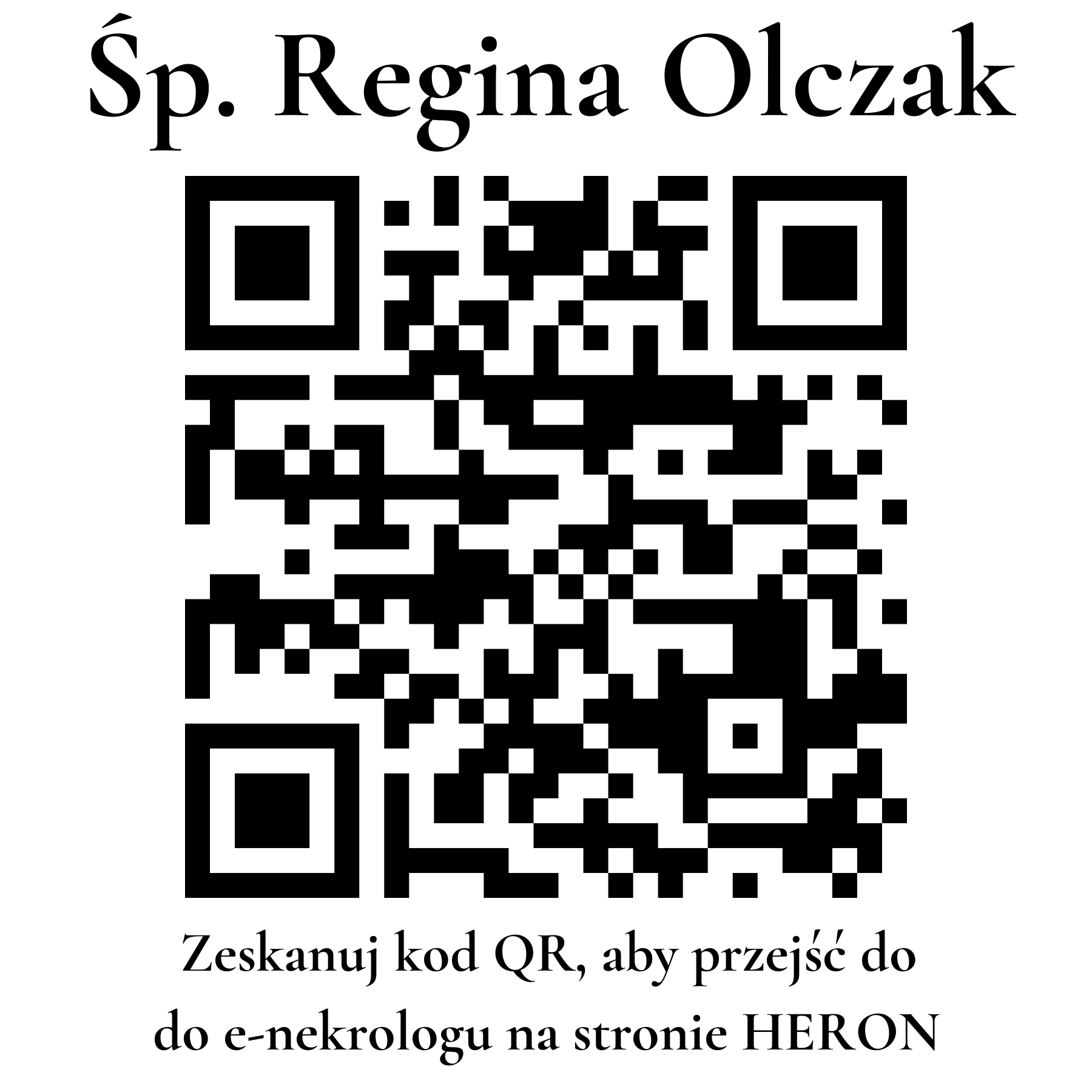 Kod QR do nekrologu Regina Olczak Kod QR do nekrologu Regina Olczak