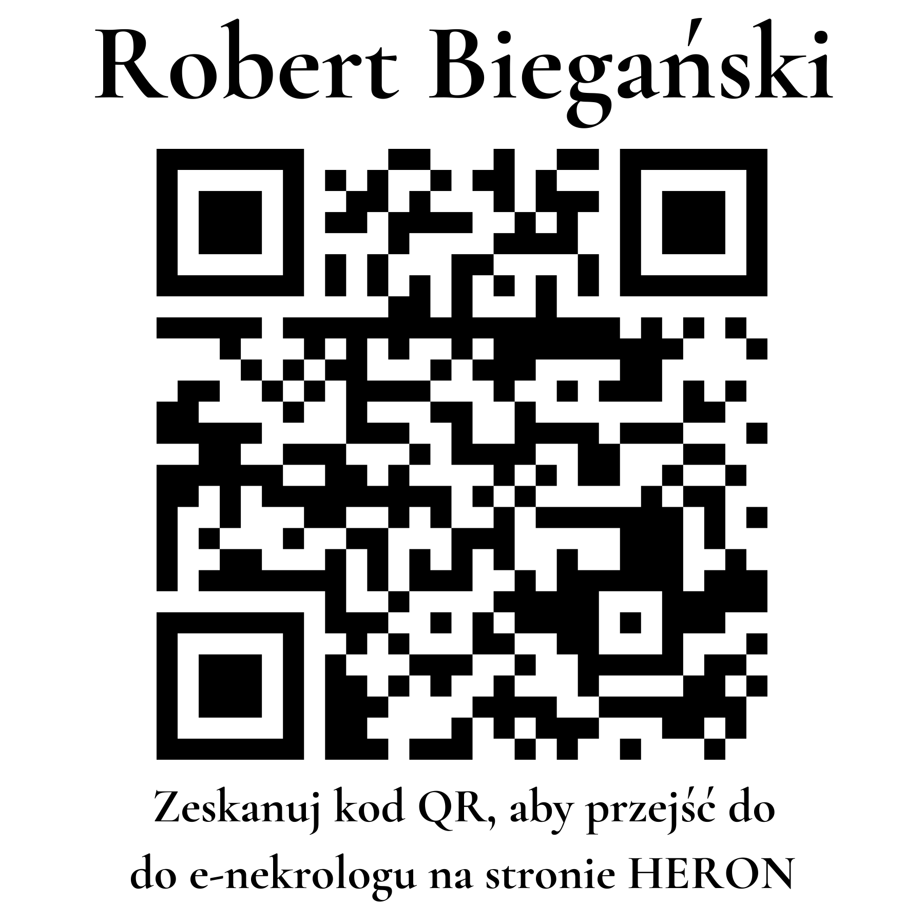 Kod QR do nekrologu Robert Biegański Kod QR do nekrologu Robert Biegański