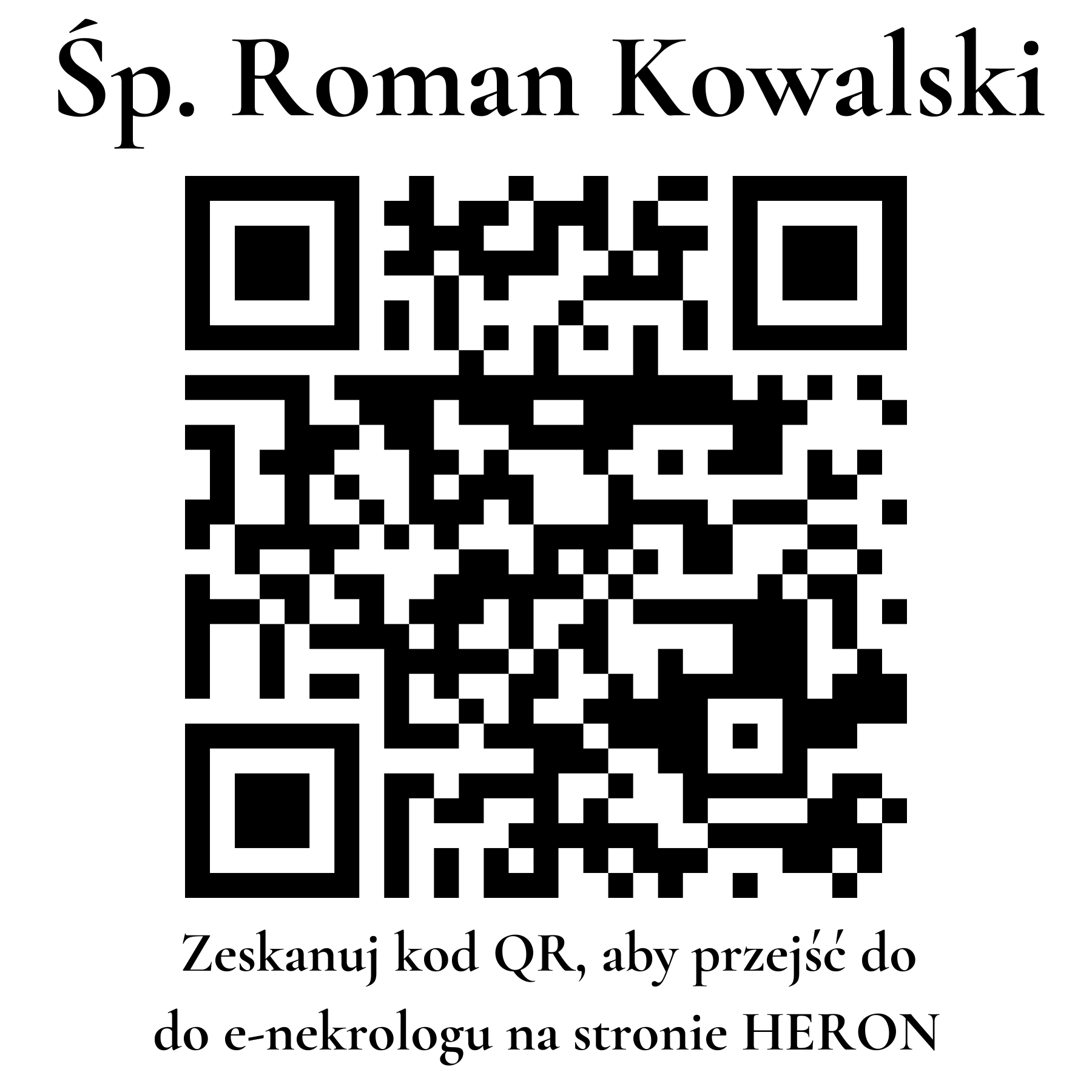 Kod QR do nekrologu Roman Kowalski Kod QR do nekrologu Roman Kowalski