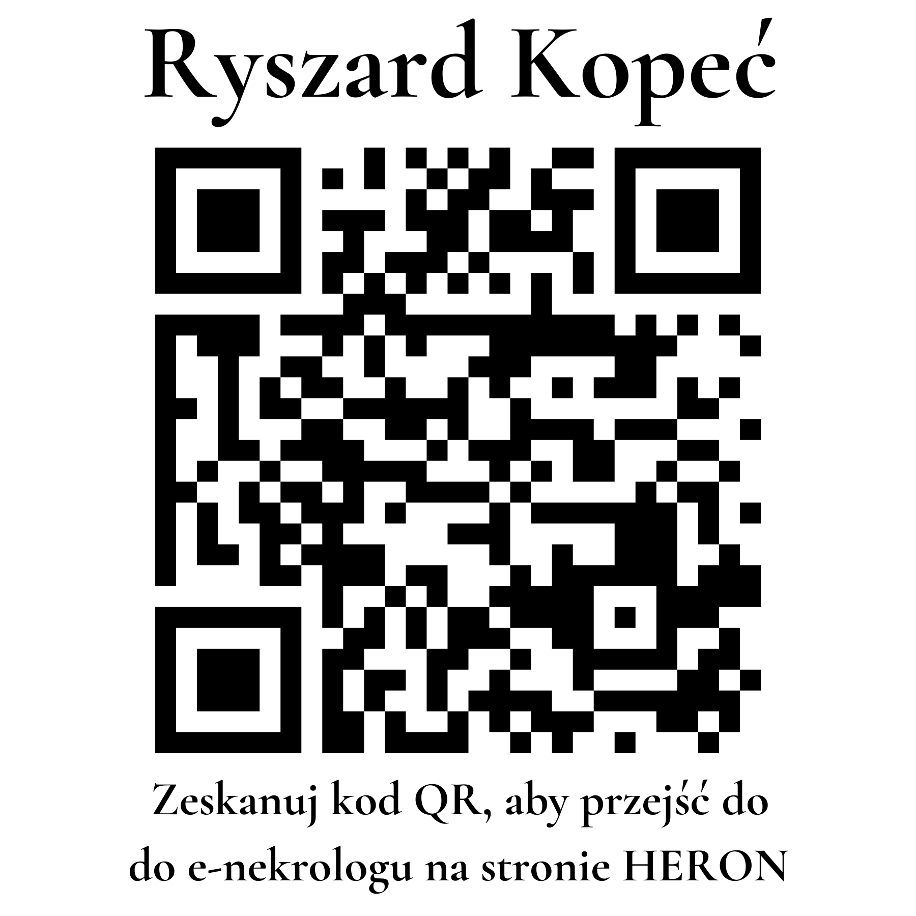 Kod QR do nekrologu Ryszard Kopeć Kod QR do nekrologu Ryszard Kopeć