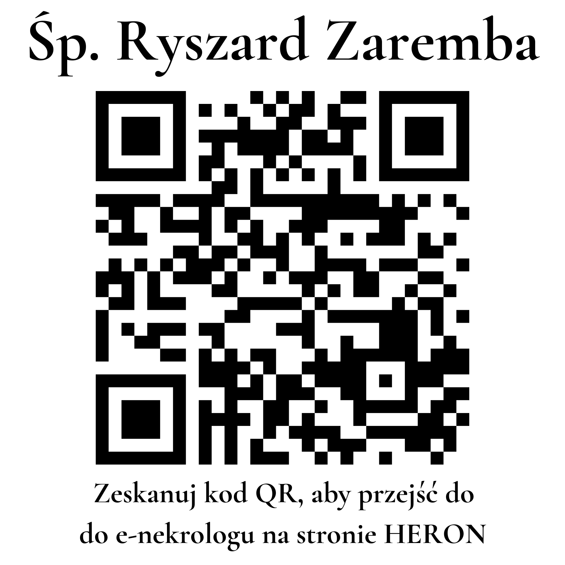 Kod QR do nekrologu Ryszard Zaremba Kod QR do nekrologu Ryszard Zaremba