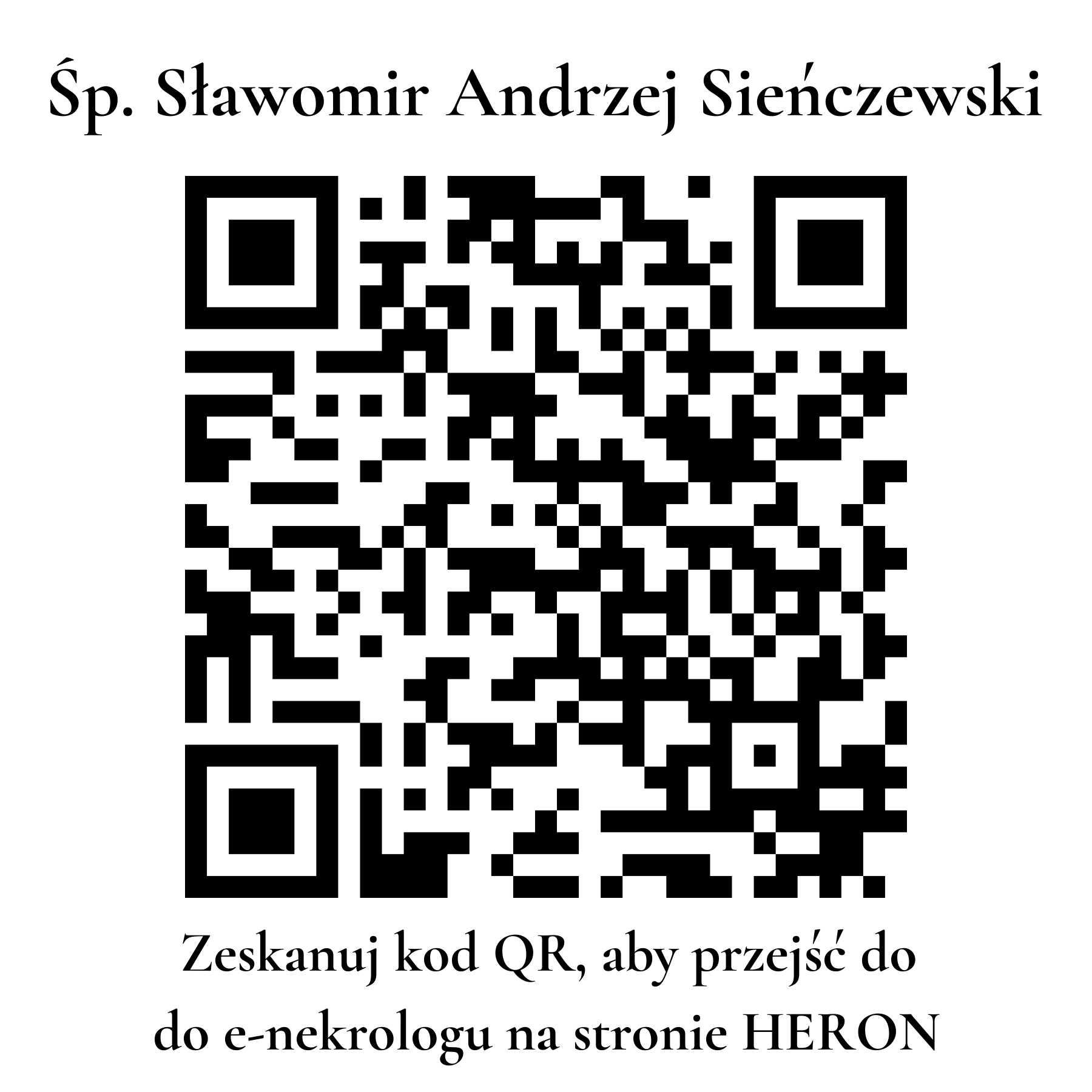 Kod QR do nekrologu Sławomir Andrzej Sieńczewski Kod QR do nekrologu Sławomir Andrzej Sieńczewski
