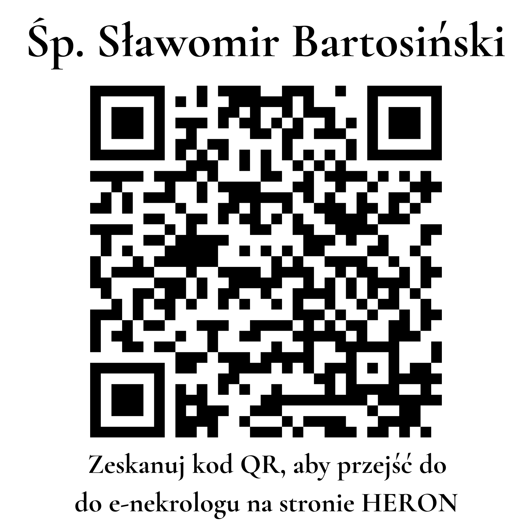 Kod QR do nekrologu Sławomir Bartosiński Kod QR do nekrologu Sławomir Bartosiński