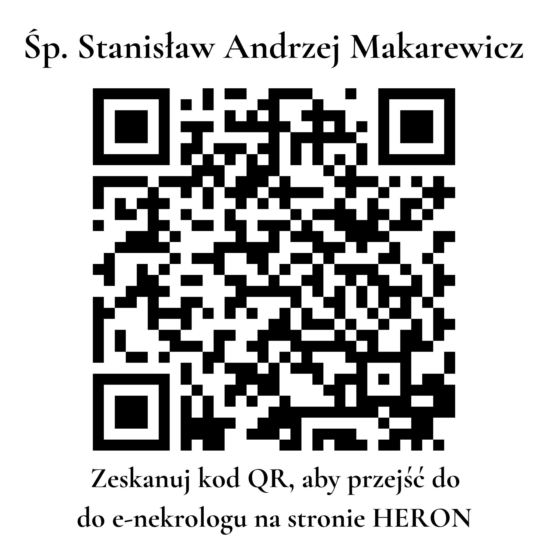 Kod QR do nekrologu Stanisław Andrzej Makarewicz Kod QR do nekrologu Stanisław Andrzej Makarewicz